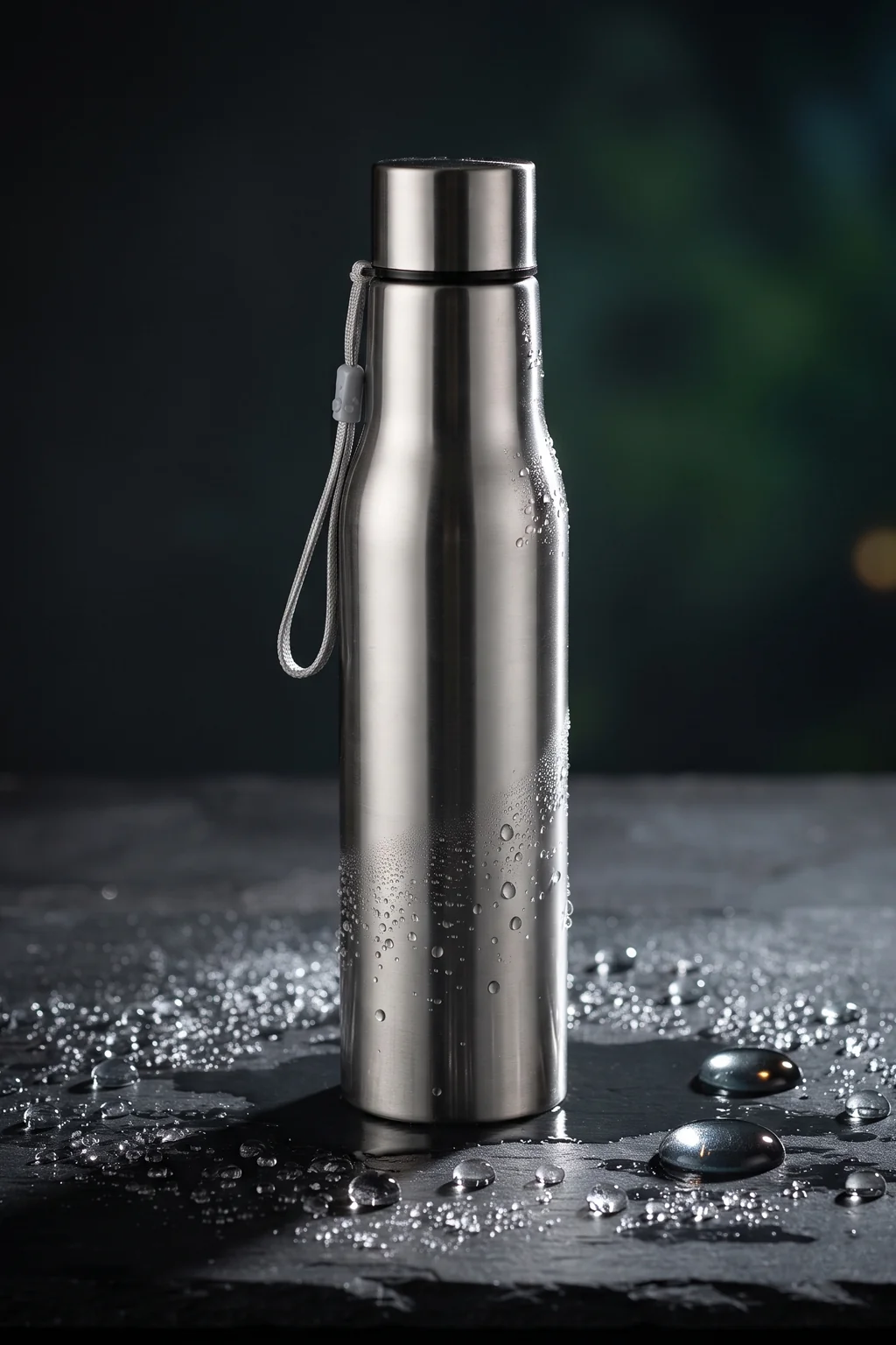 Ajanta 1 Litre Stainless Steel Water Bottle | Single Wall Leakproof Bottle with Carry Strap | BPA Free Reusable Steel Drinking Bottle for Office, Gym, School & Travel
