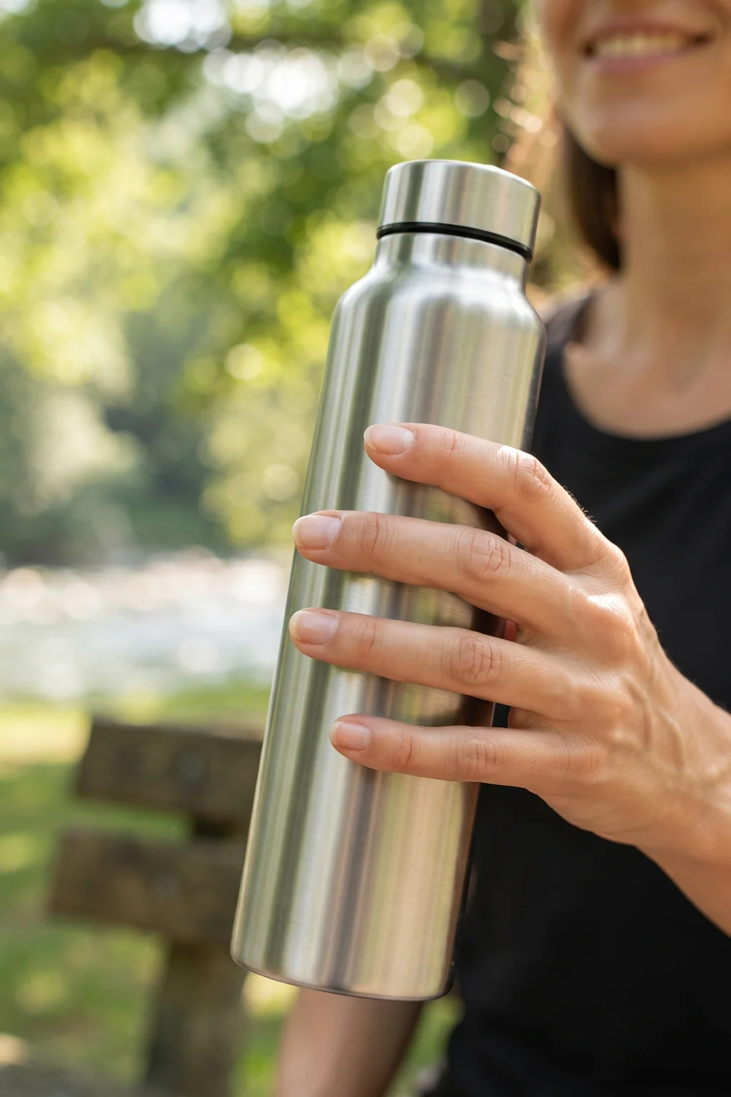 Ajanta 1 Litre Stainless Steel Water Bottle | Single Wall Leakproof Bottle with Carry Strap | BPA Free Reusable Steel Drinking Bottle for Office, Gym, School & Travel - Image 4