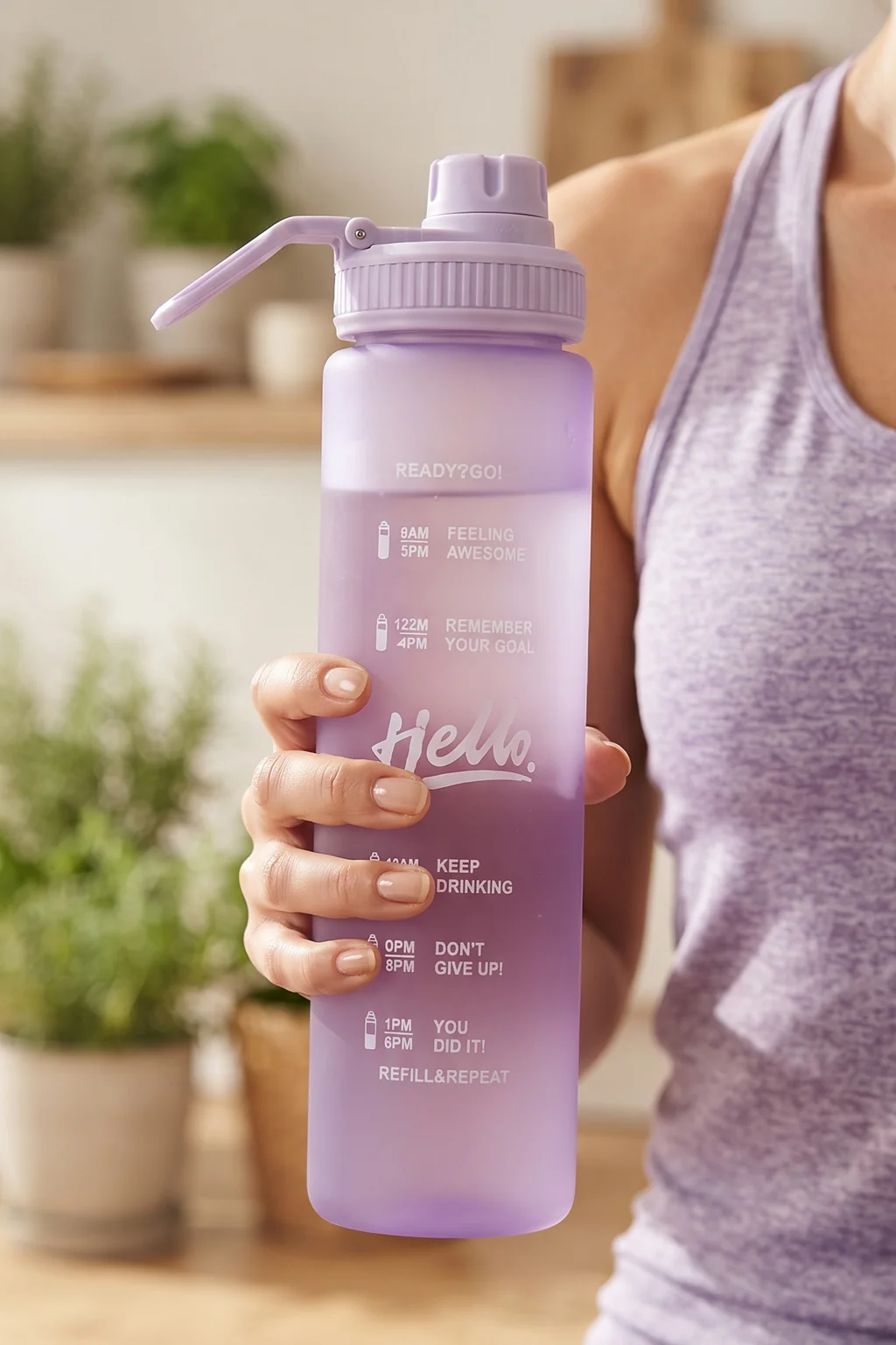 Ajanta 1L Motivational Sports Water Bottle | BPA Free Food Grade Plastic Leakproof Sports Sipper Bottle | Screw Lid with Carry Handle Time Marker Reusable Water Bottle for Gym, Office, School & Travel - Image 15