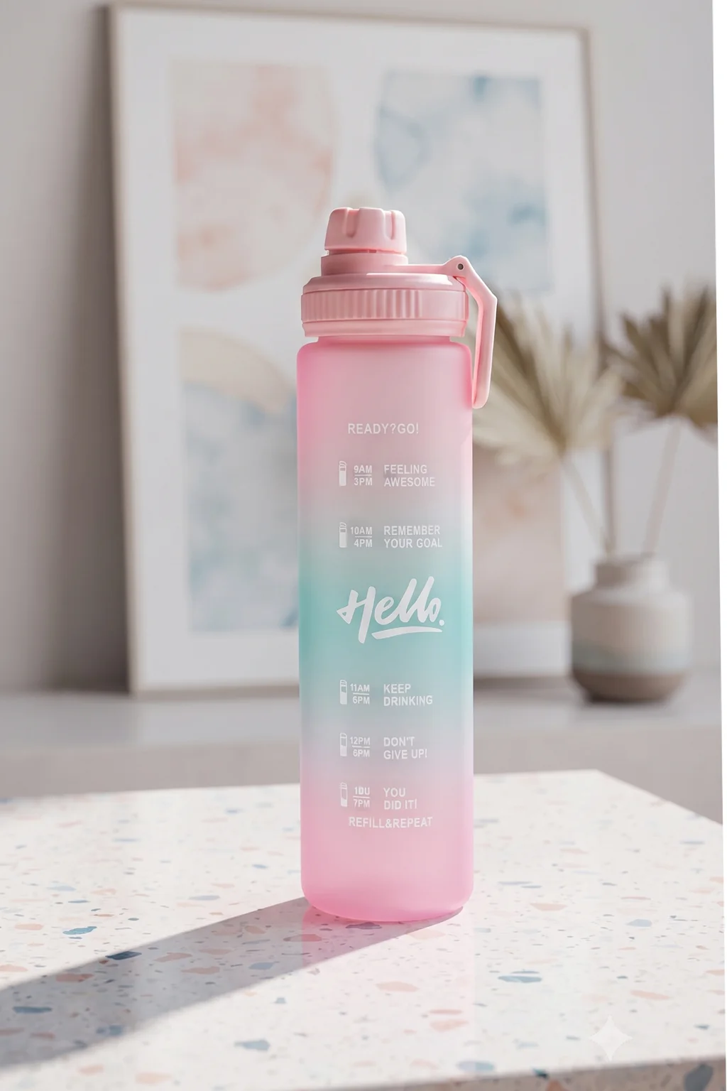 Ajanta 1L Motivational Sports Water Bottle | BPA Free Food Grade Plastic Leakproof Sports Sipper Bottle | Screw Lid with Carry Handle Time Marker Reusable Water Bottle for Gym, Office, School & Travel - Image 22