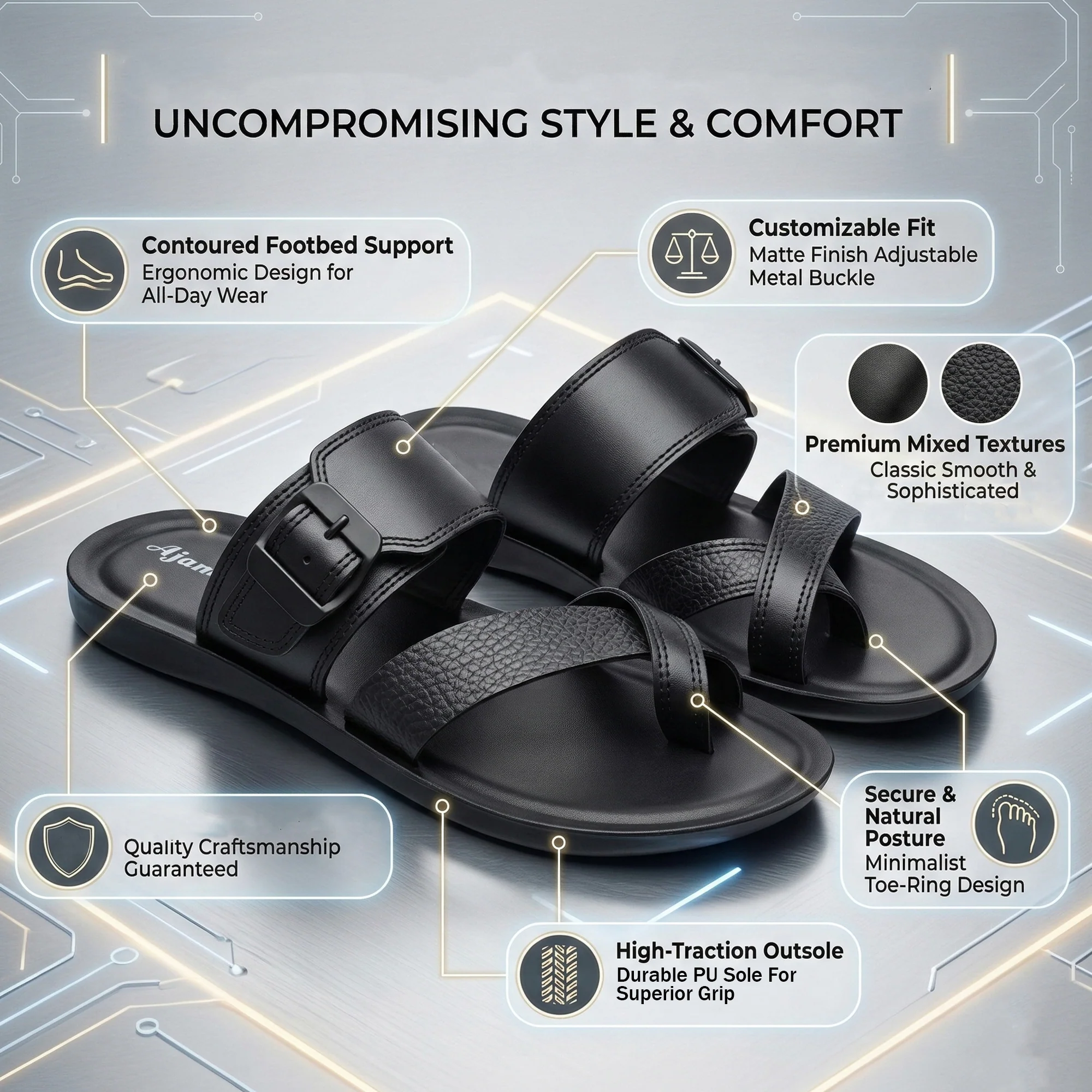 Ajanta Men’s Tan Slip-On Sandals for All-Day Comfort - Image 7