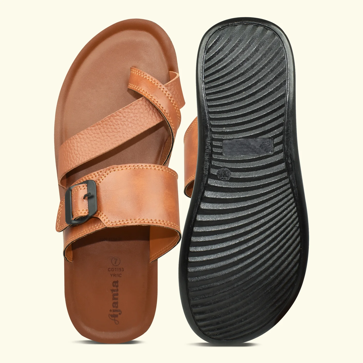 Ajanta Men’s Tan Slip-On Sandals for All-Day Comfort - Image 8