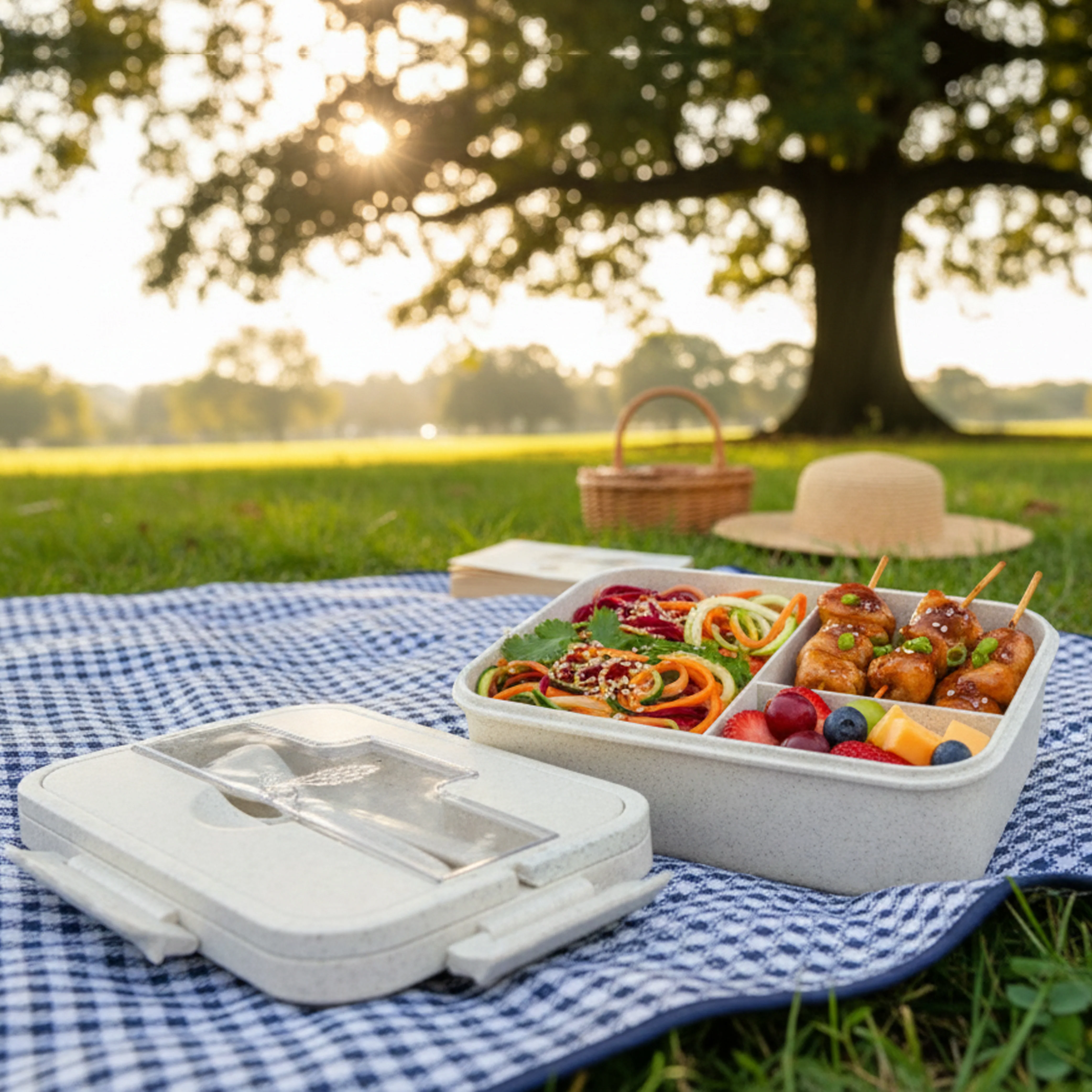 Ajanta BPA-Free 3-Section Lunch Meal Box with Snap Lock Lid & Transparent Cutlery Compartment for Kids - Image 6