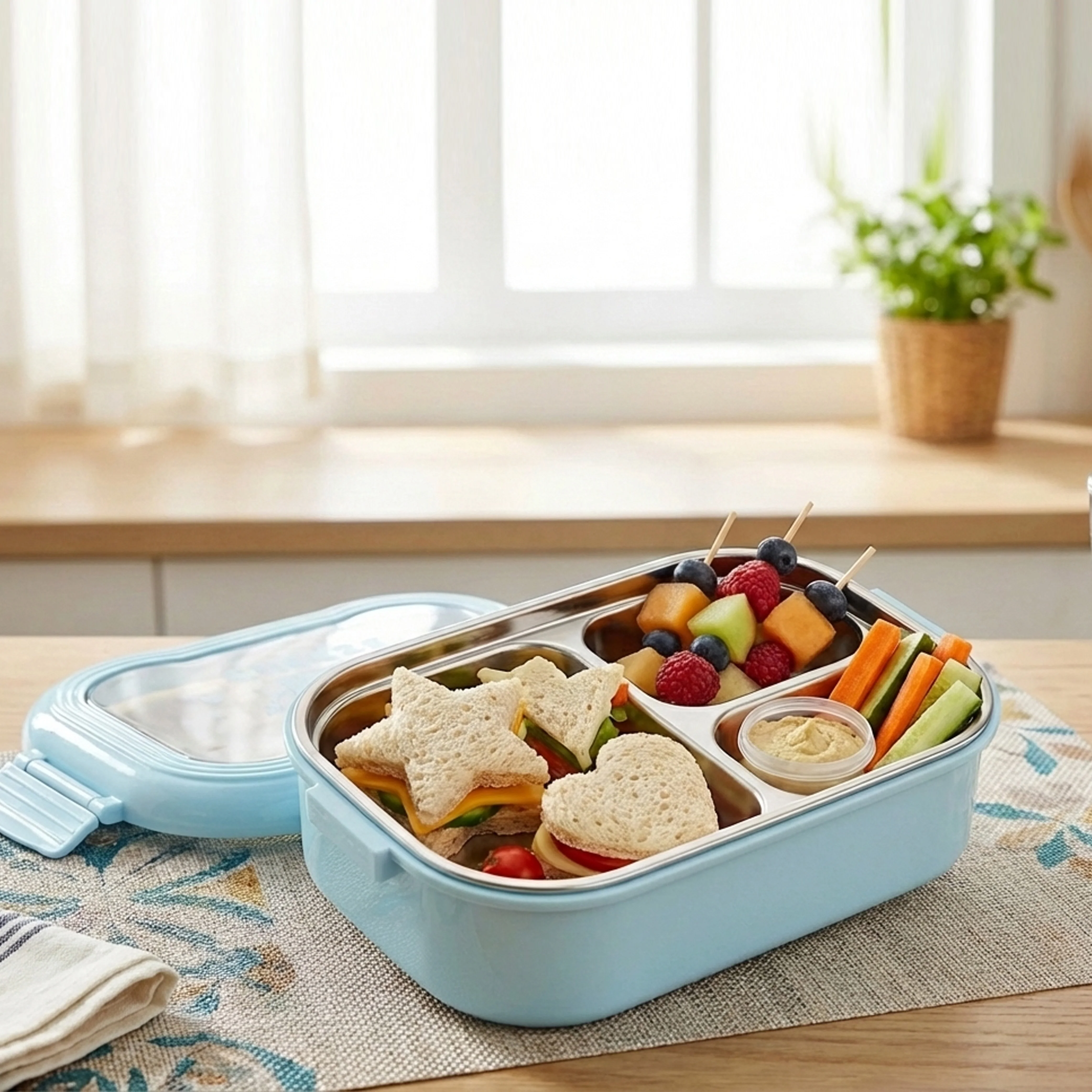 Ajanta BPA-Free Lunch Box with Transparent Lid, 2-Section Food Container with Dual Side Snap Locks - Image 3