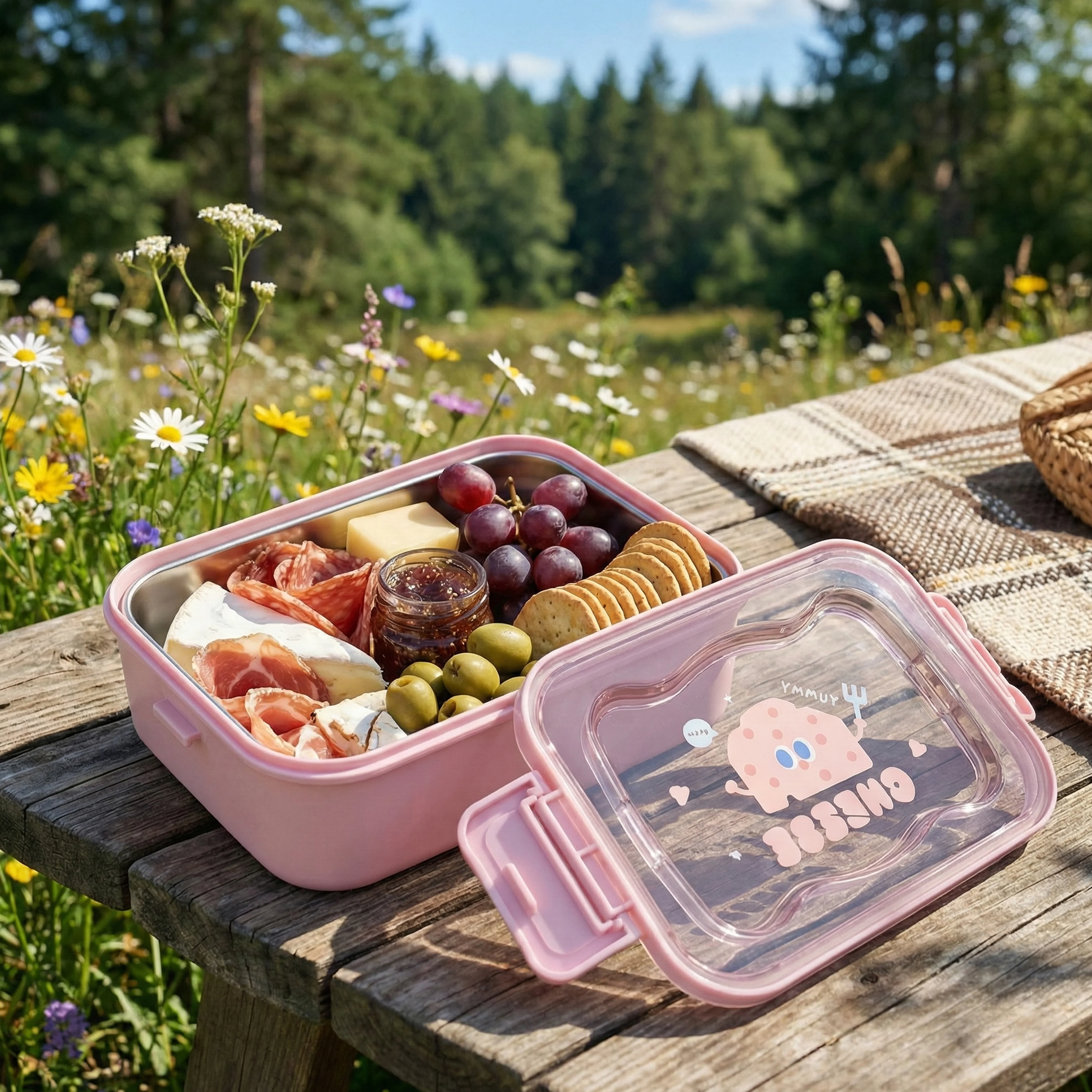 Ajanta BPA-Free Lunch Box with Transparent Lid, 2-Section Food Container with Dual Side Snap Locks - Image 4