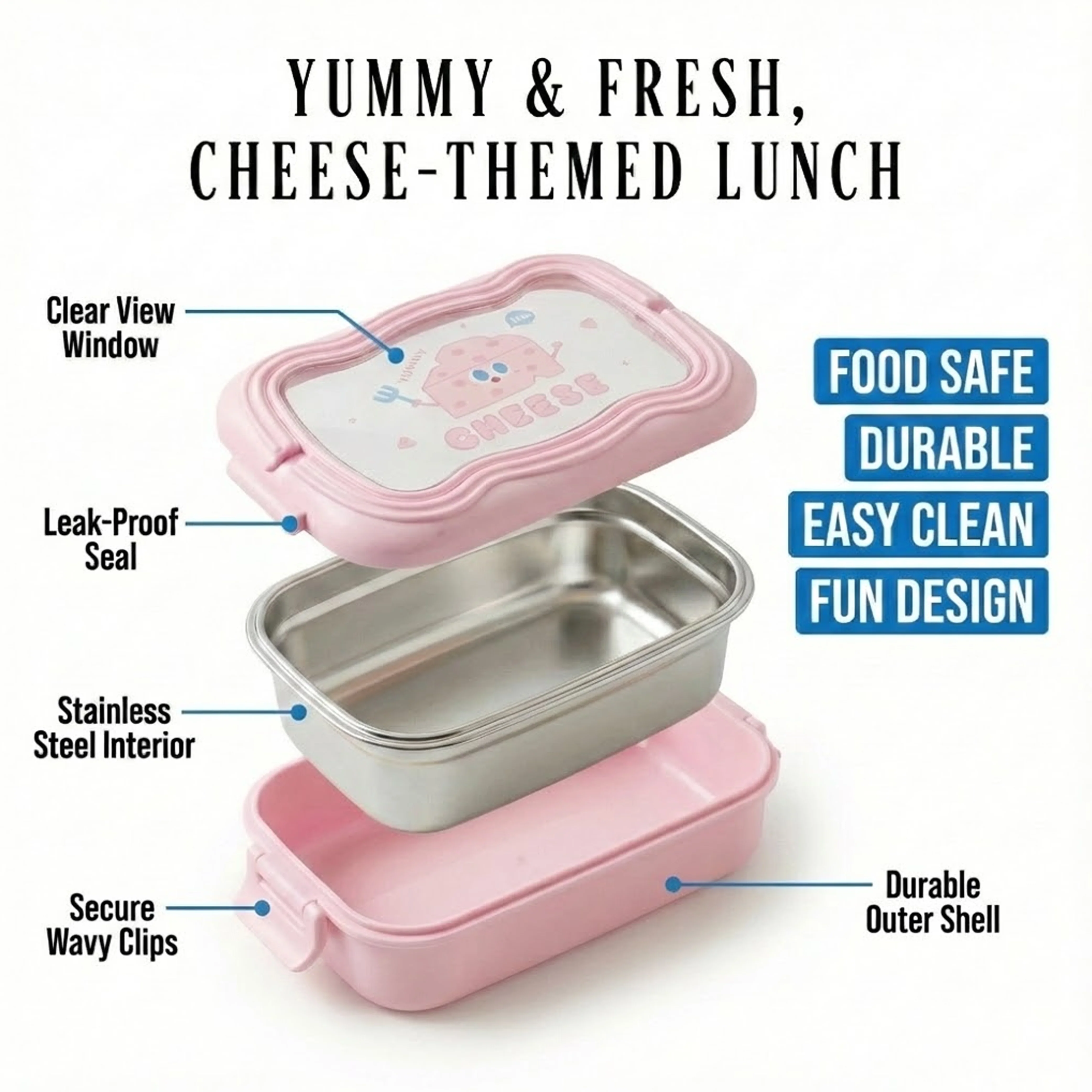Ajanta BPA-Free Lunch Box with Transparent Lid, 2-Section Food Container with Dual Side Snap Locks - Image 9