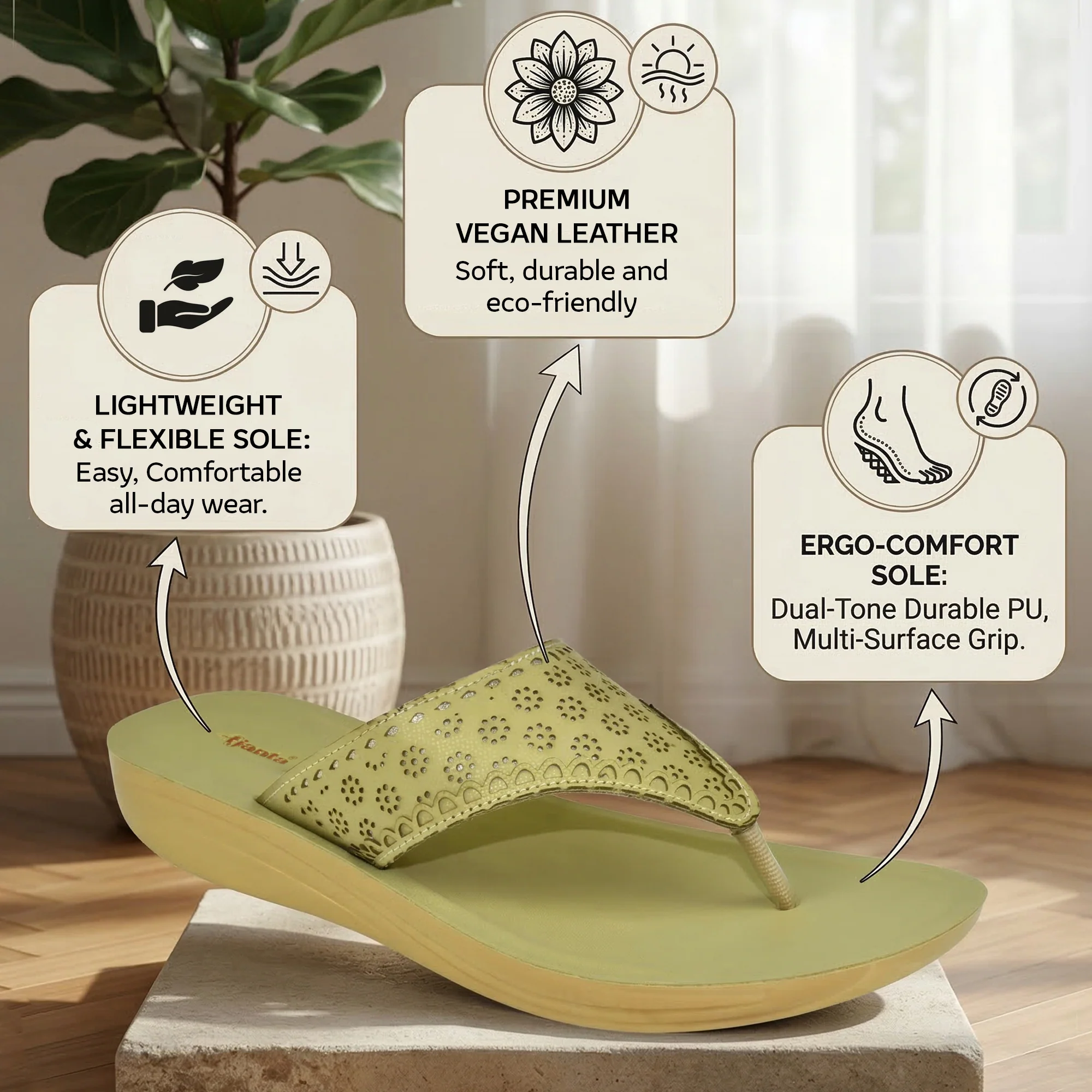 Ajanta Slip On Flat Sandals For Women - Image 8