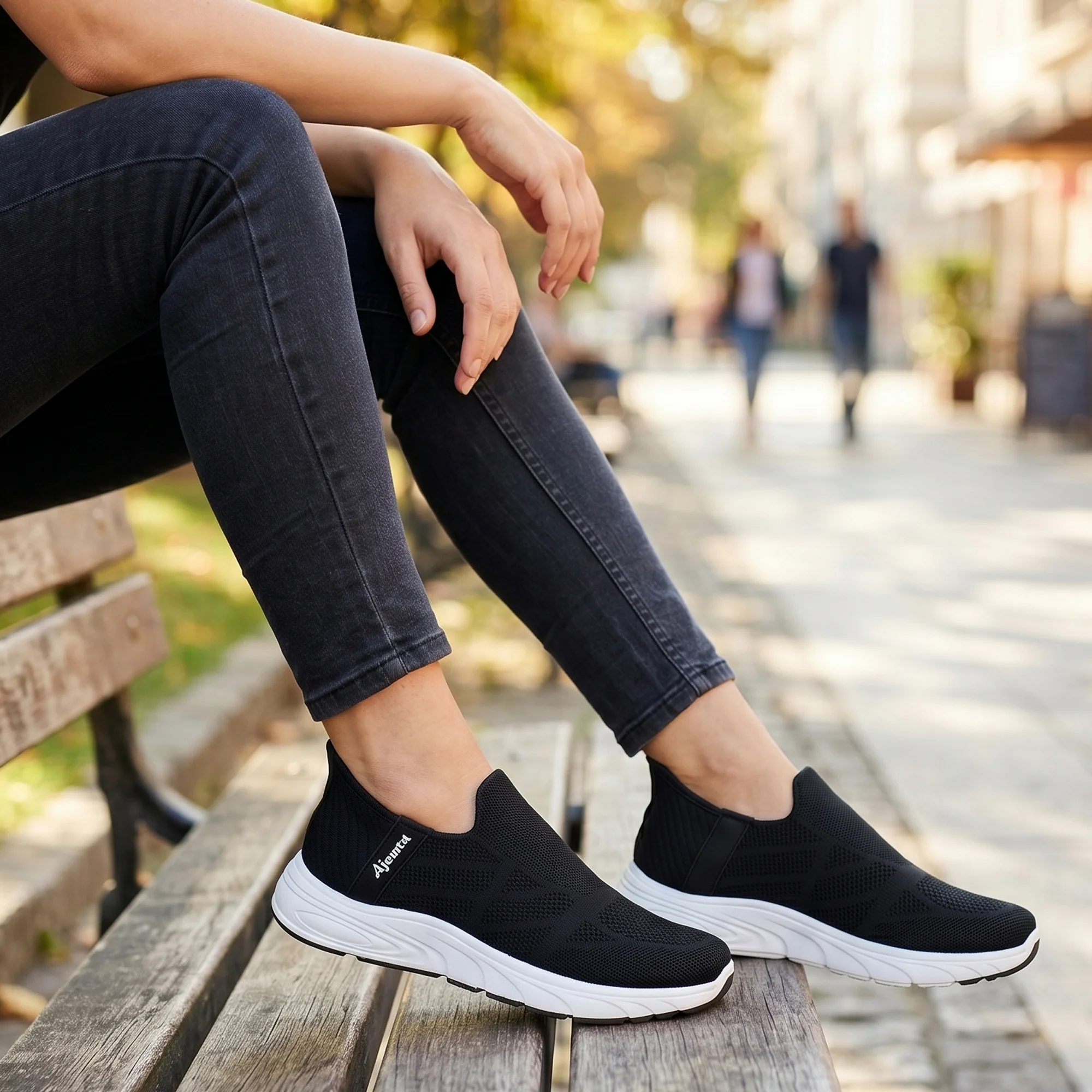 AJANTA Hands-Free Slip On Shoes for Women | Walking Shoes for Women | Sports Shoes | Lightweight Breathable Running Sneakers | Memory Foam Cushion | Gym, Office, Travel, Casual Shoes Black - Image 17