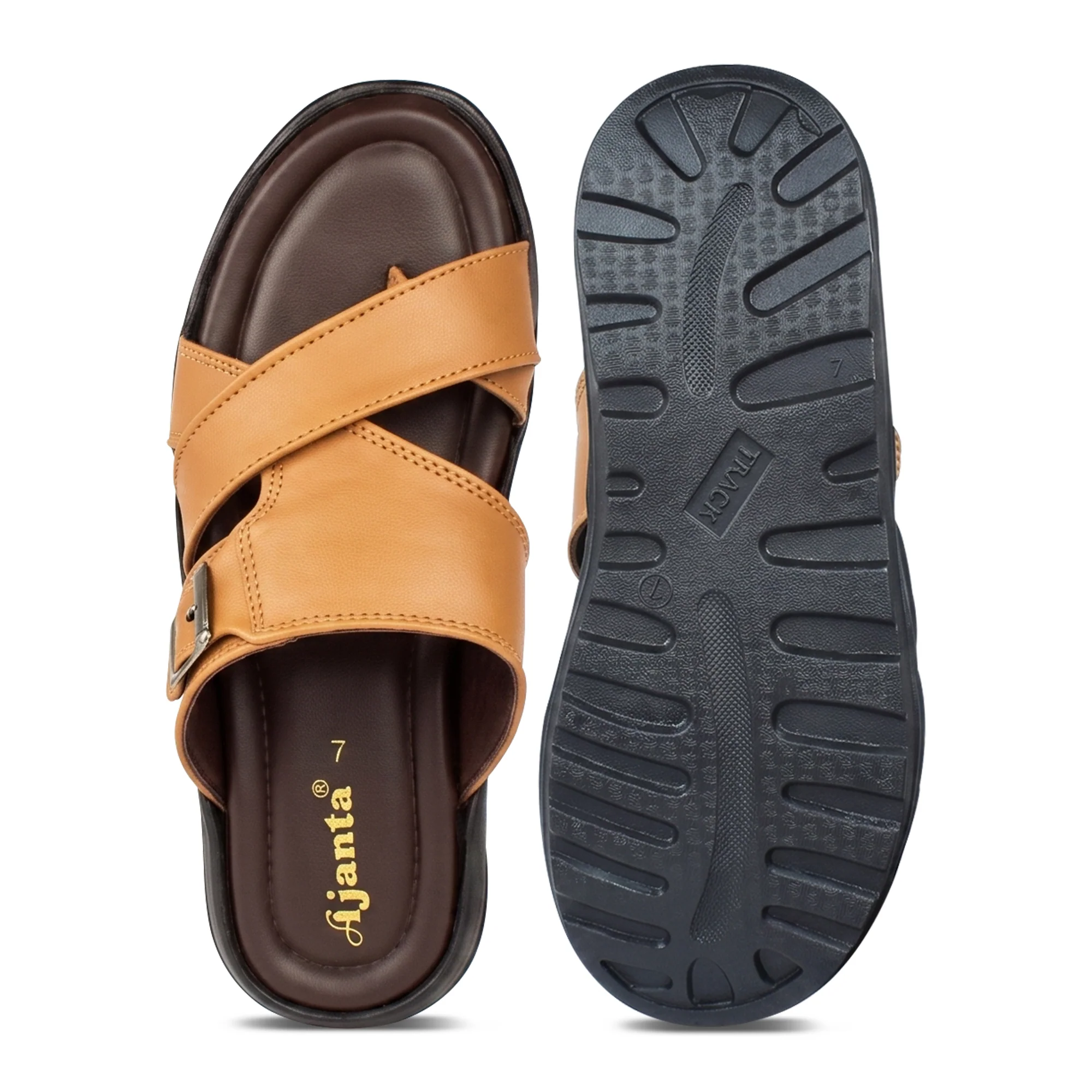 AJANTA Men Comfort Sandals | Lightweight Casual Daily Wear Footwear (Tan) - Image 4