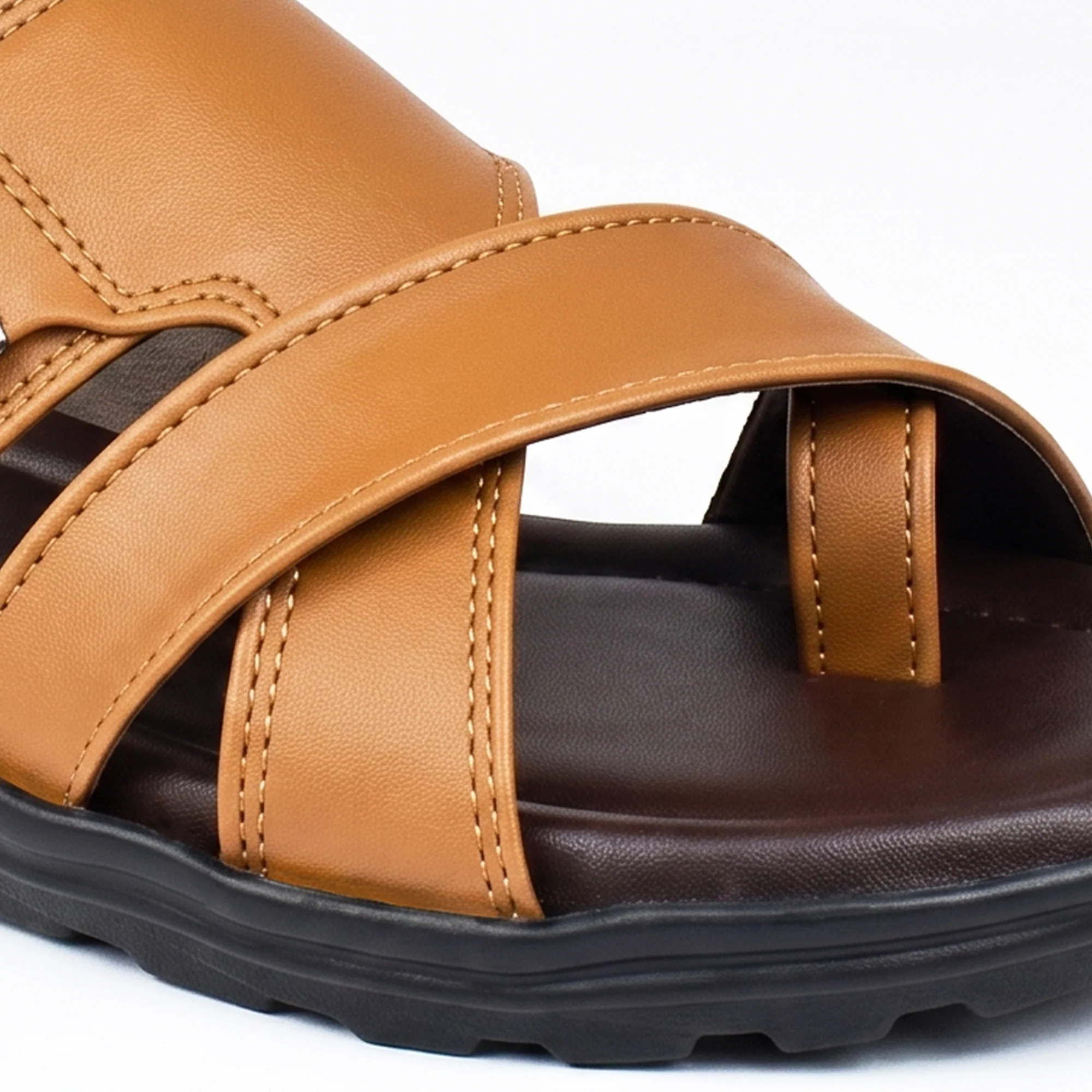 AJANTA Men Comfort Sandals | Lightweight Casual Daily Wear Footwear (Tan) - Image 5