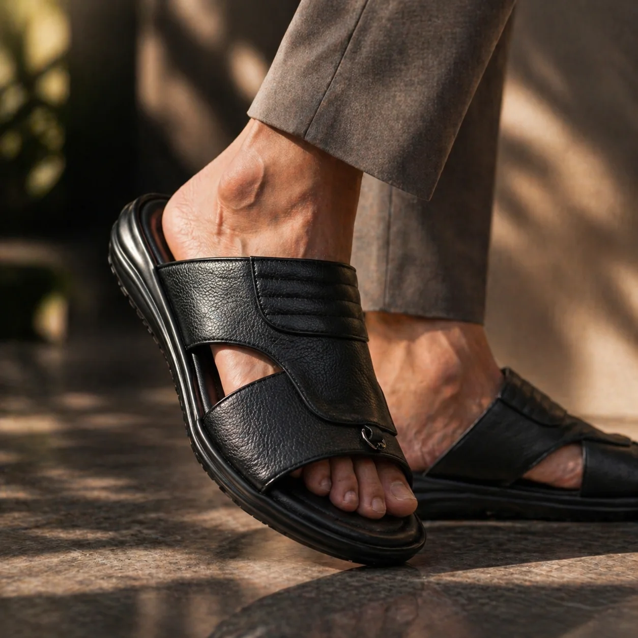 AJANTA Men Comfort Sandals | Lightweight & Durable Daily Wear (Black) - Image 5