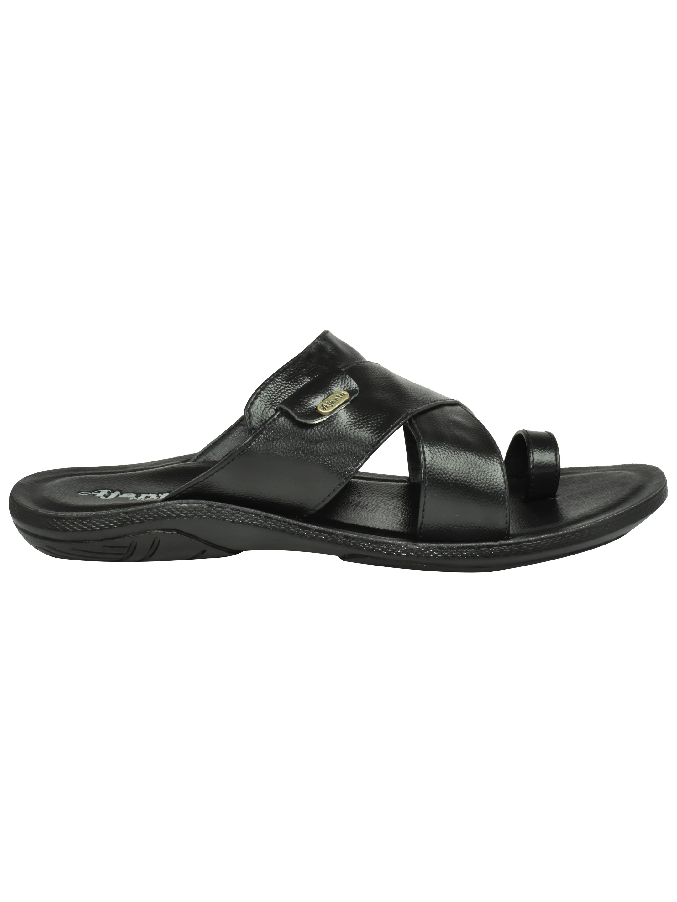 Ajanta Men’s Black Cross-Strap Sandal