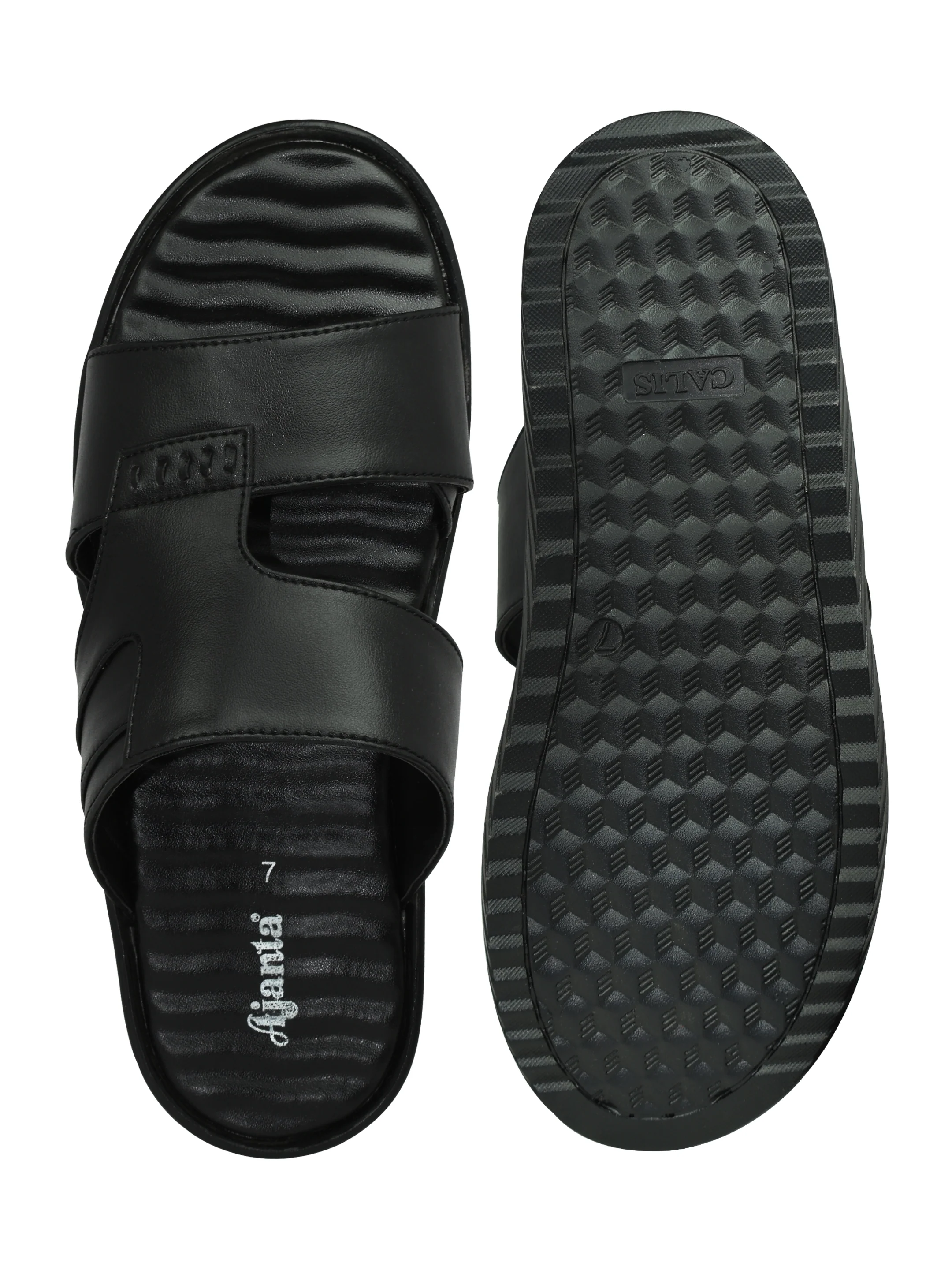 Ajanta Men’s Black Slip-On Lightweight Sandals - Image 3