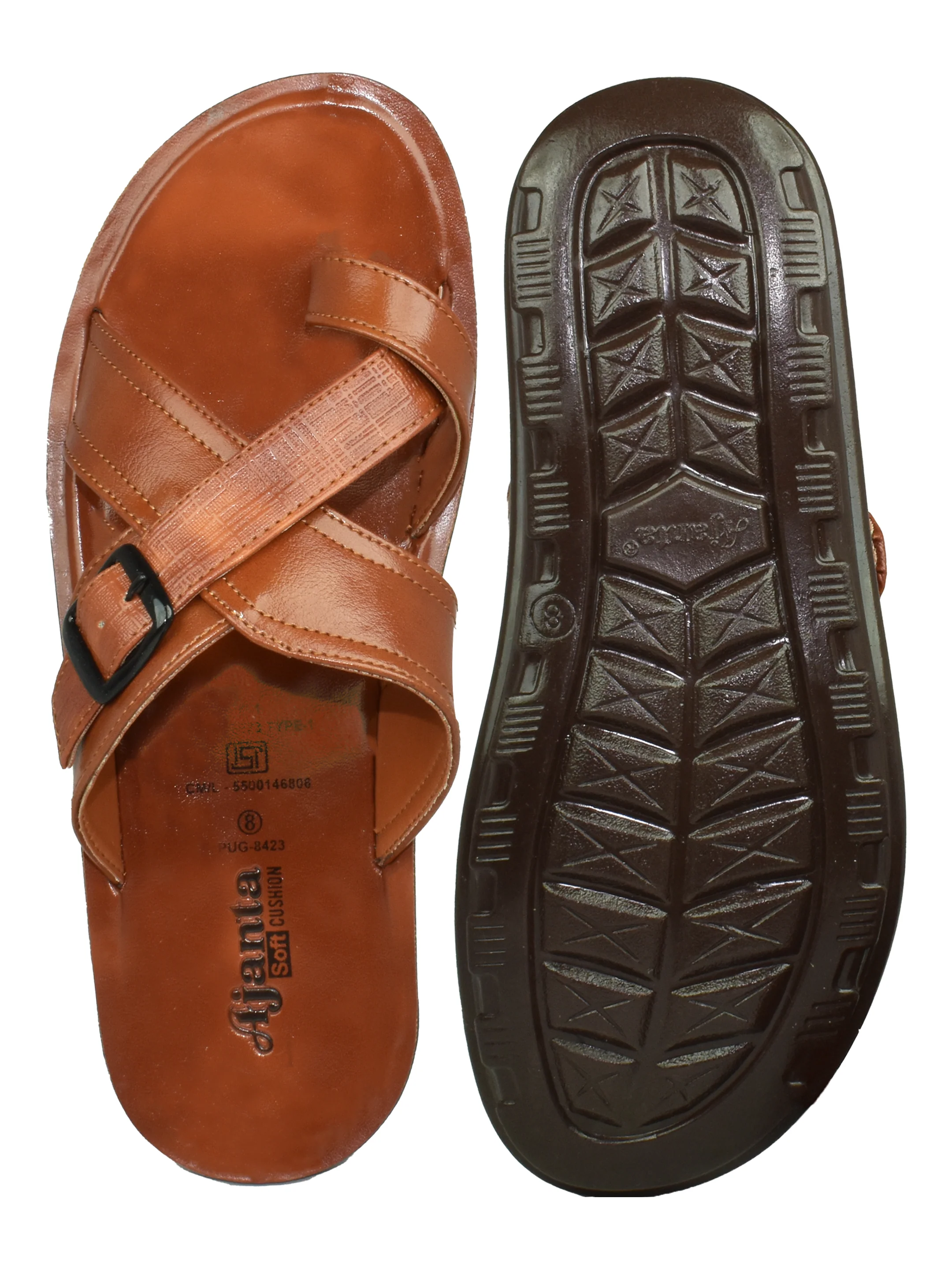 Ajanta Men’s Brown Cross-Strap Sandal - Image 3