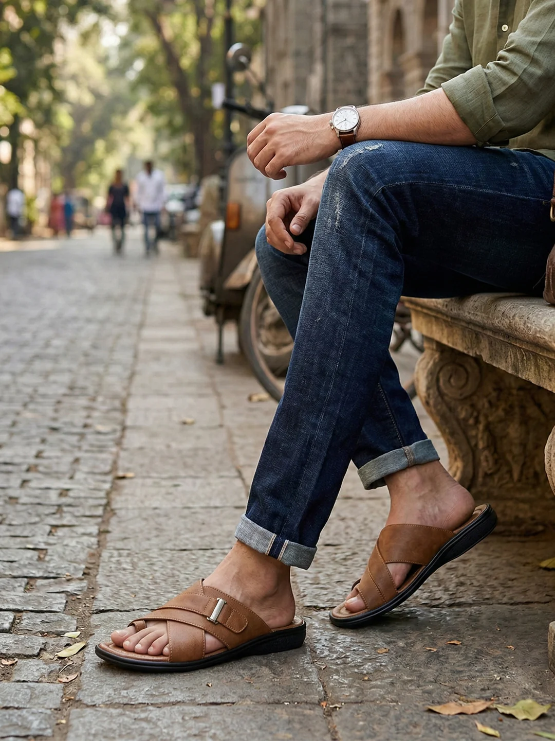 Ajanta Men’s Brown PVC Sandals - Image 2