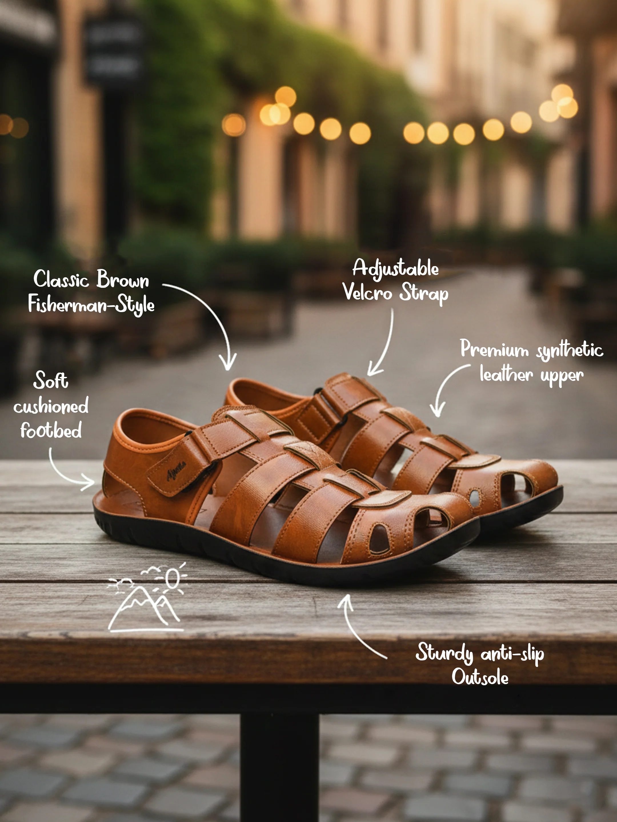 Ajanta Men’s Classic Brown Fisherman Sandal - Image 3