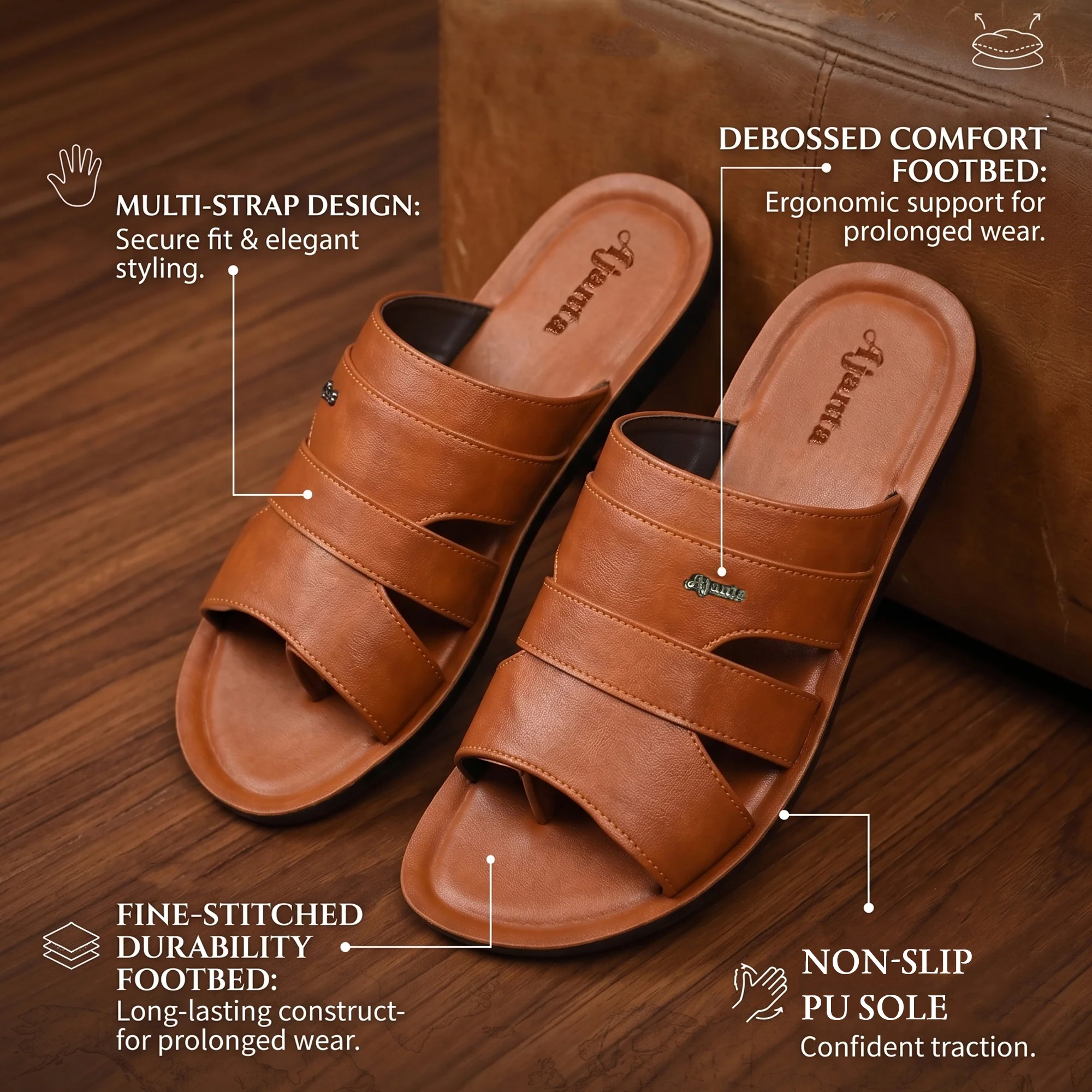 Ajanta Men’s Stylish Classic Anti-Slip Sandals - Image 3