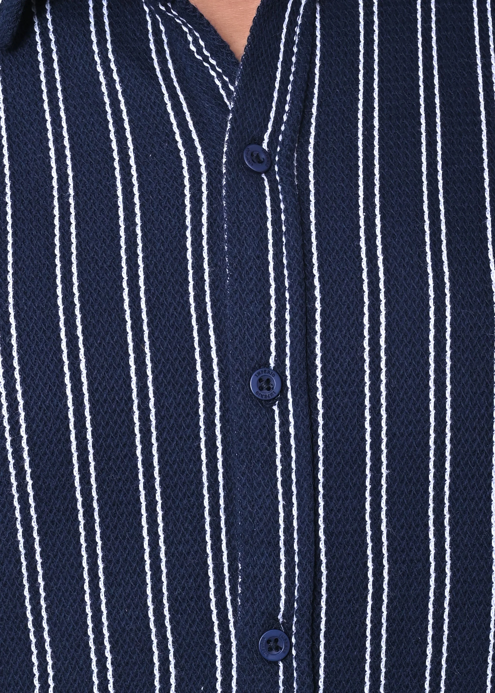 IMPERIO Men Slim Fit Knitted Casual Shirt| Striped Spread Collar With Half Sleeves SC5006 - Image 3