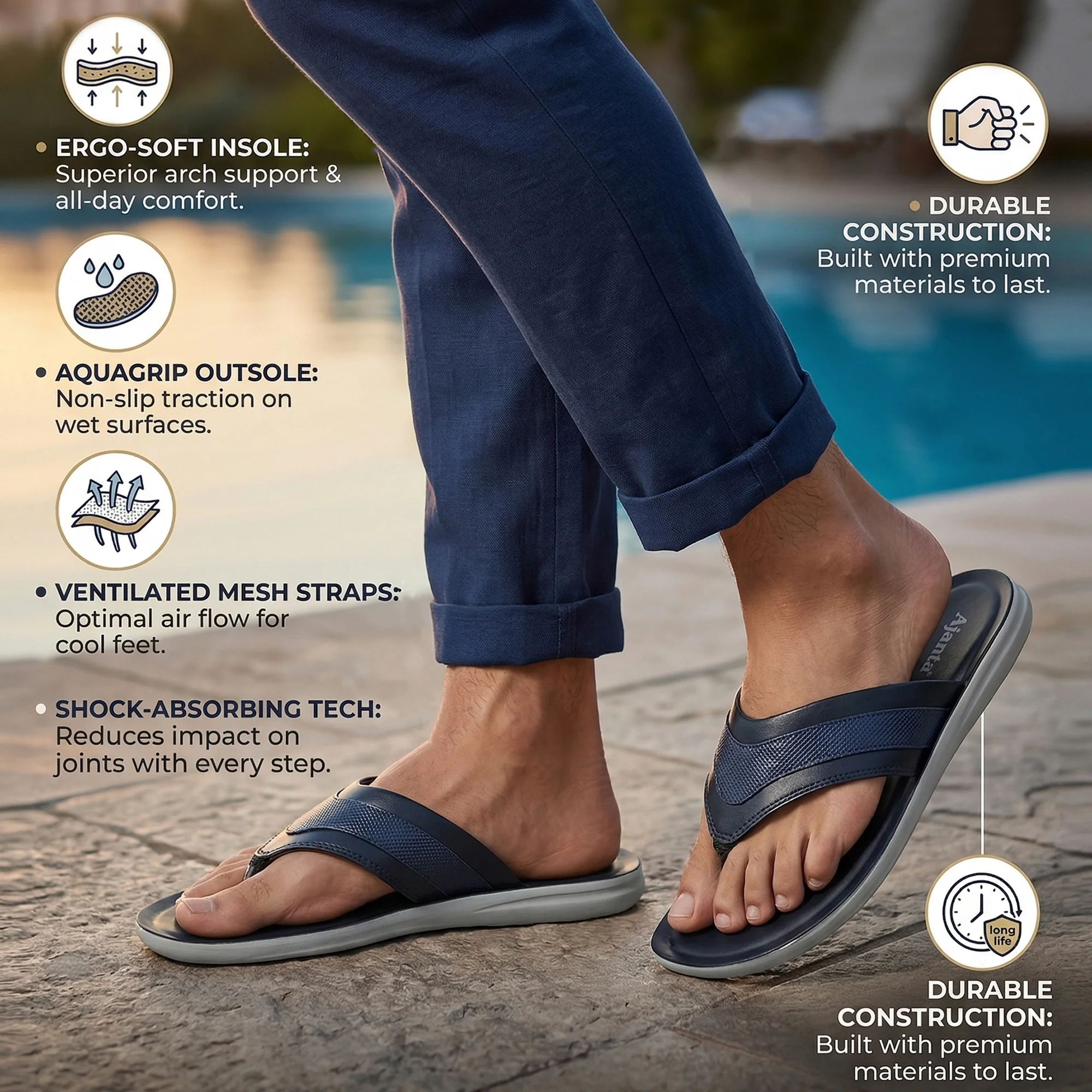 Ajanta Men’s Anti-Slip Casual Floaters - Image 3