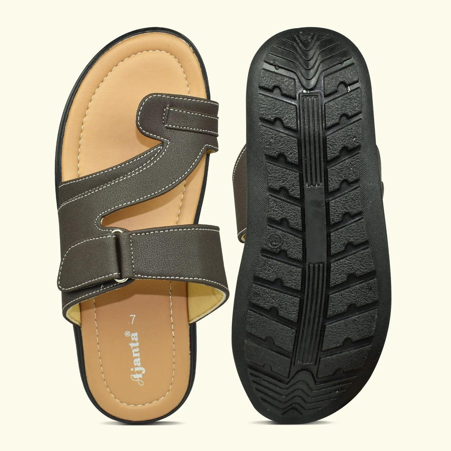 Ajanta Men’s Brown Flat Sandals - Image 6