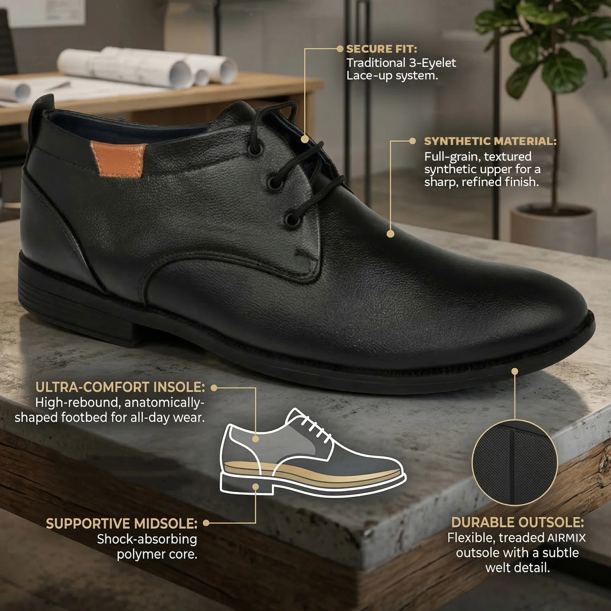 Ajanta Men's Formal Lace Up Shoes - Image 4