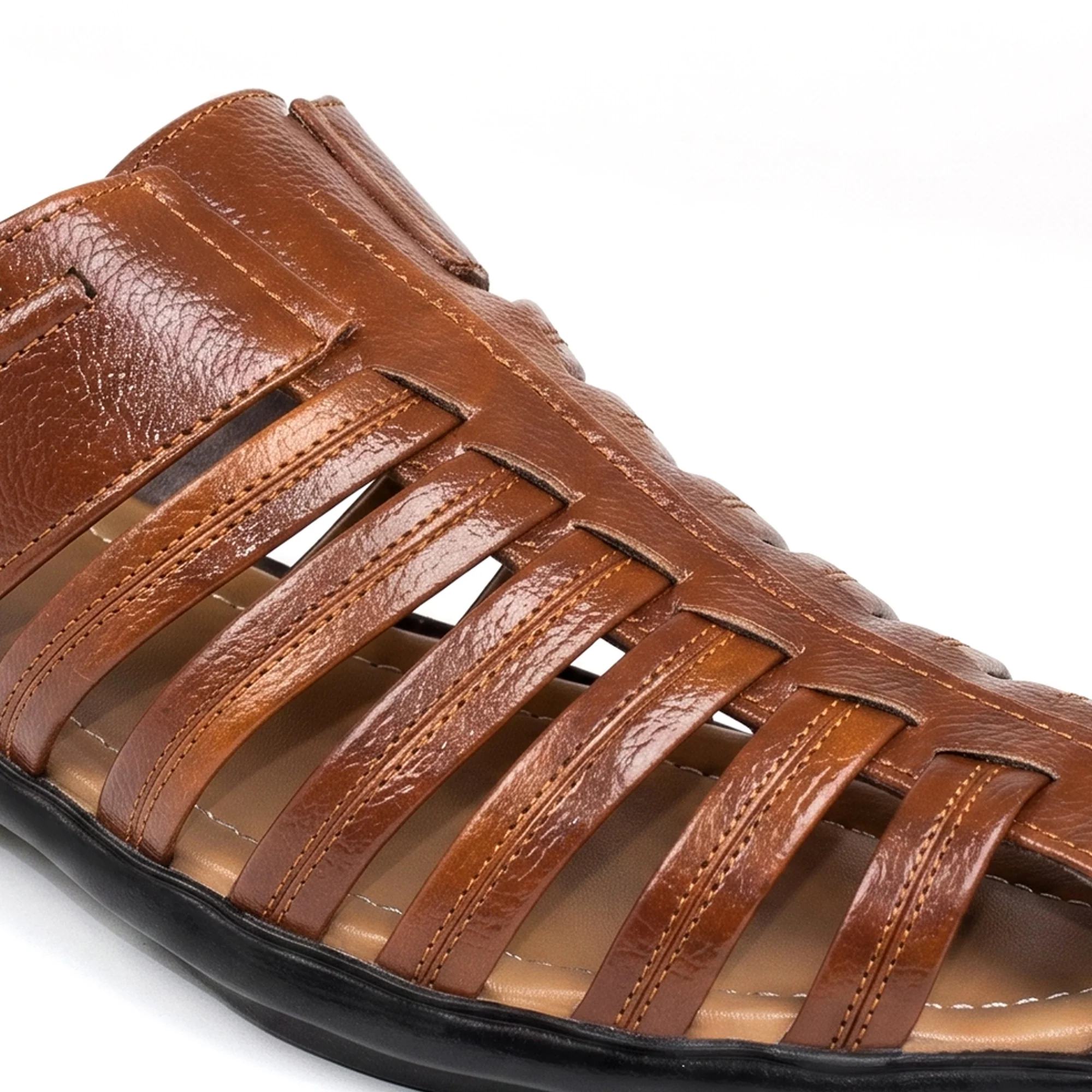 AJANTA Men's Premium Fisherman Sandals | Closed Toe Slip-On Casual Sandals | Lightweight Anti-Skid Comfortable, Breathable, Cushioned Grip Insole & Flexible Walking Sandals | Back Open Leather Look Daily Wear Office, Travel, Outdoor & Ethnic Puja Footwear - Image 10