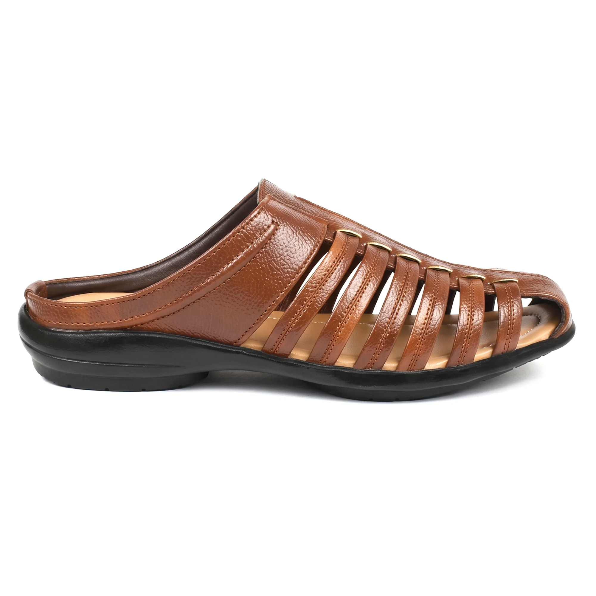AJANTA Men's Premium Fisherman Sandals | Closed Toe Slip-On Casual Sandals | Lightweight Anti-Skid Comfortable, Breathable, Cushioned Grip Insole & Flexible Walking Sandals | Back Open Leather Look Daily Wear Office, Travel, Outdoor & Ethnic Puja Footwear - Image 13