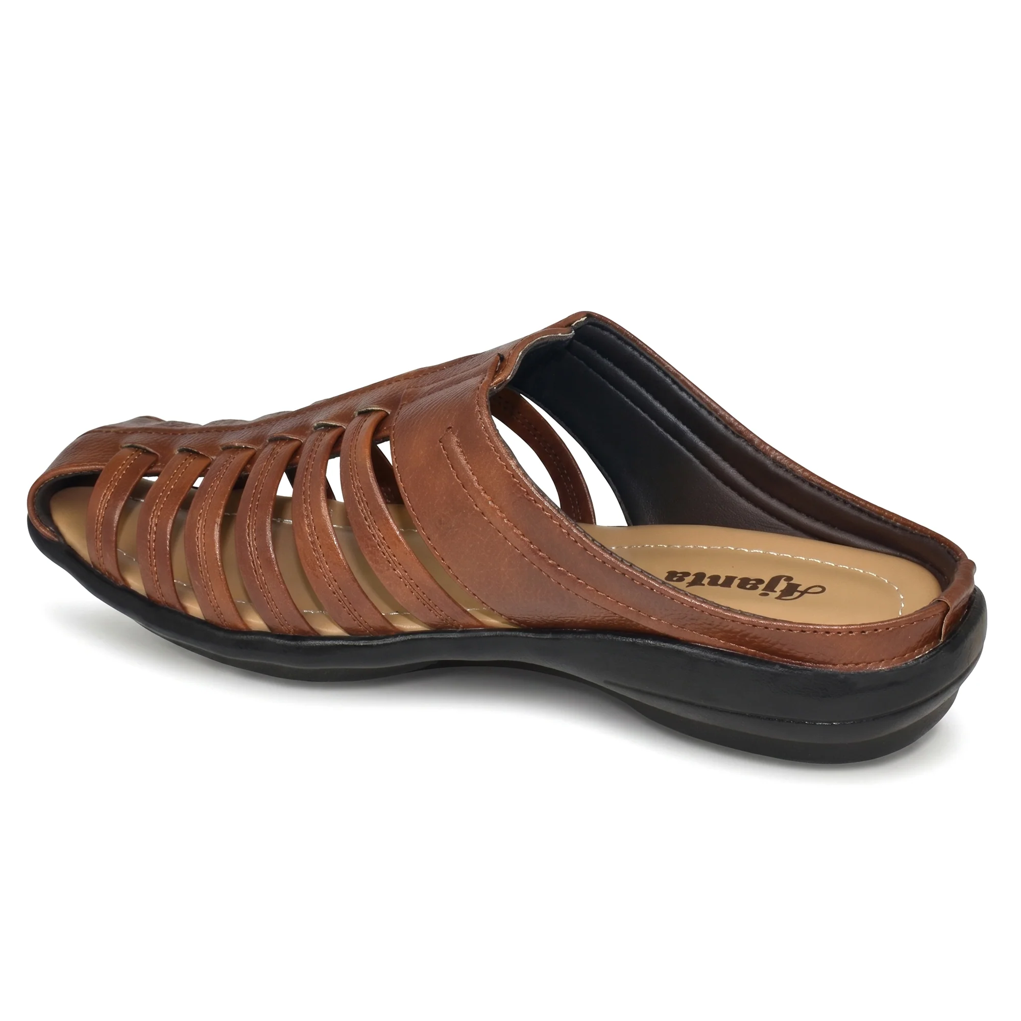 AJANTA Men's Premium Fisherman Sandals | Closed Toe Slip-On Casual Sandals | Lightweight Anti-Skid Comfortable, Breathable, Cushioned Grip Insole & Flexible Walking Sandals | Back Open Leather Look Daily Wear Office, Travel, Outdoor & Ethnic Puja Footwear - Image 16