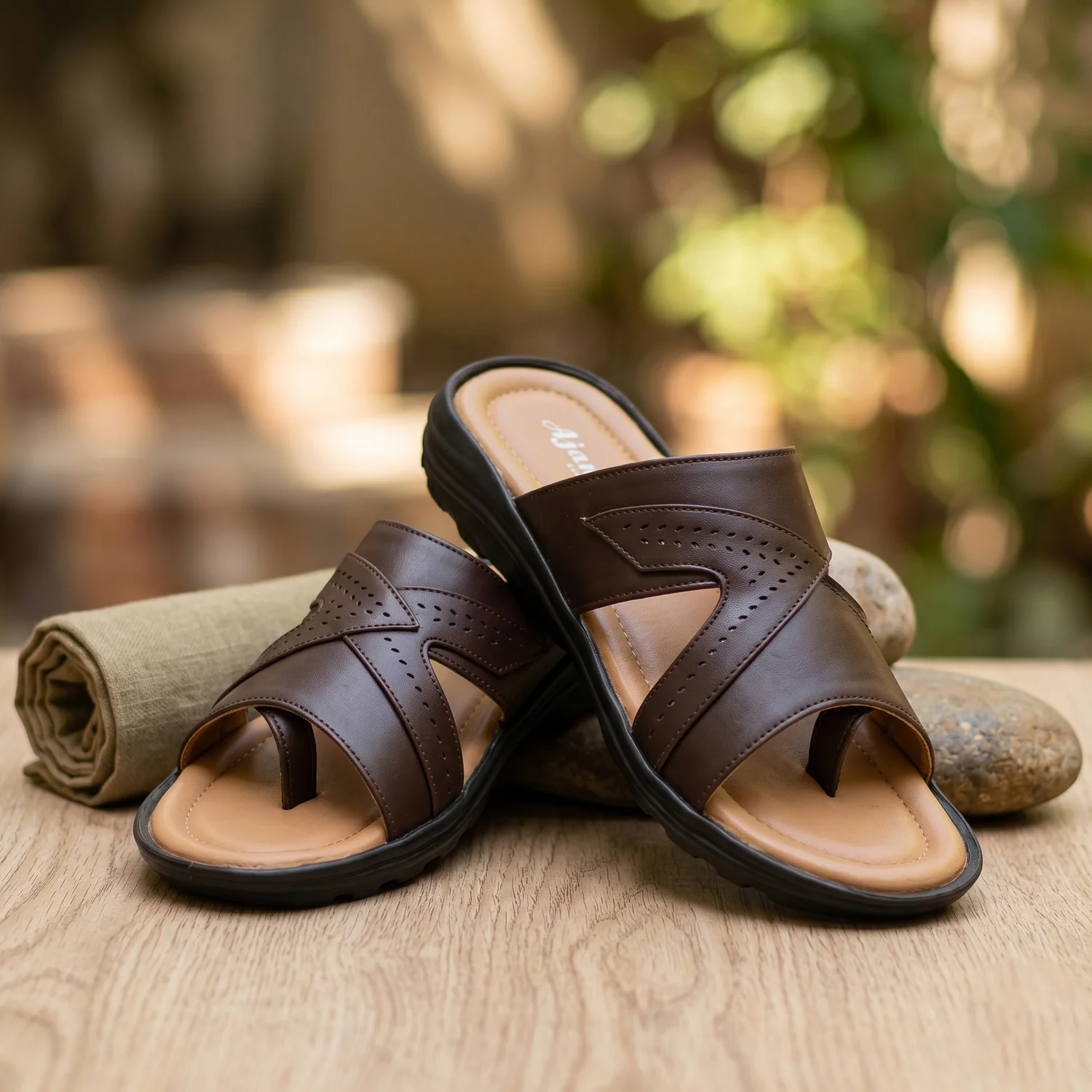 AJANTA Men's Velcro Sandals | Adjustable Strap | Durable & Lightweight Design (Brown) - Image 6