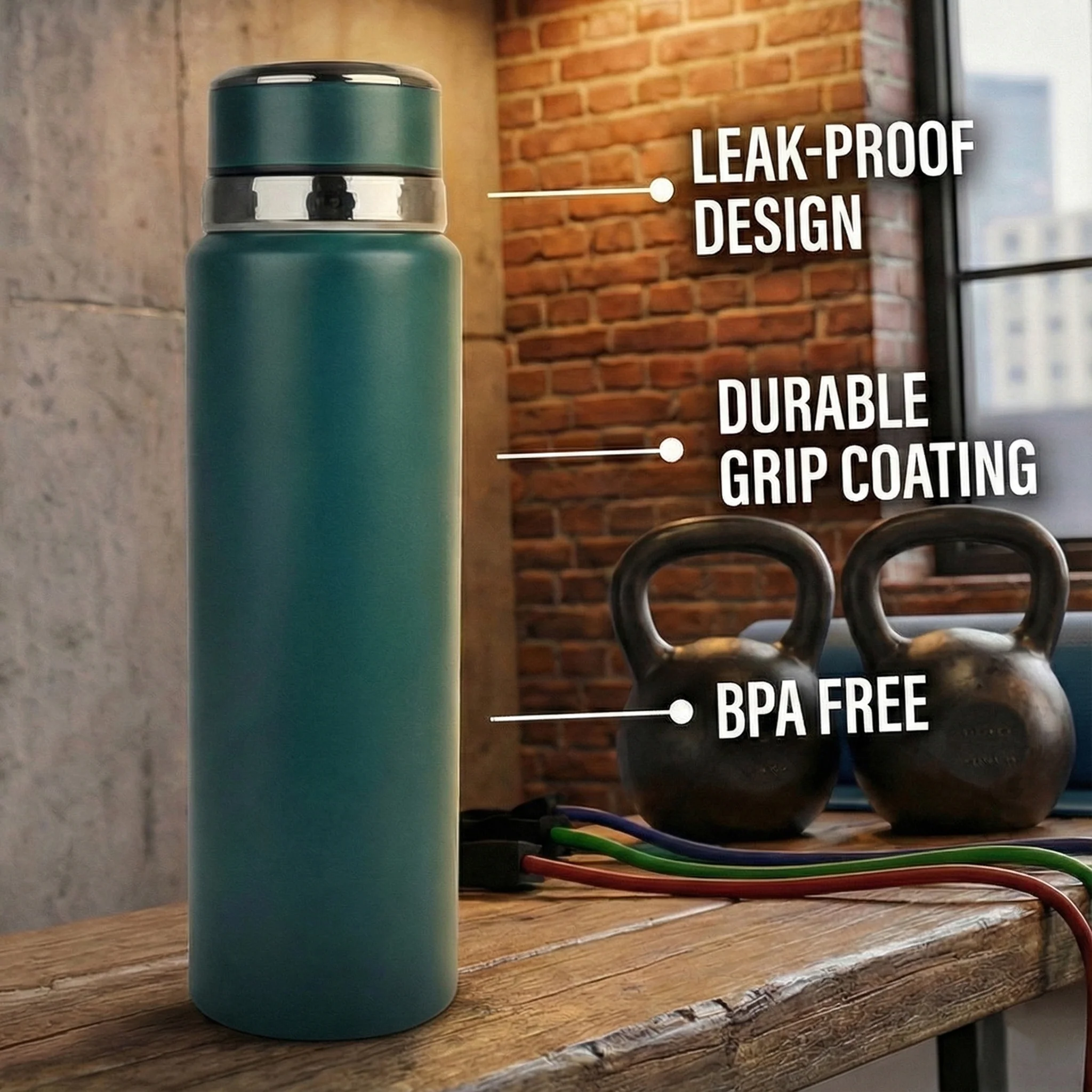 Ajanta Stylish Design 1000ml Stainless Steel Vacuum Flask | Leakproof Hot & Cold Thermos Bottle with Carry Strap and Tea Infuser - Image 6