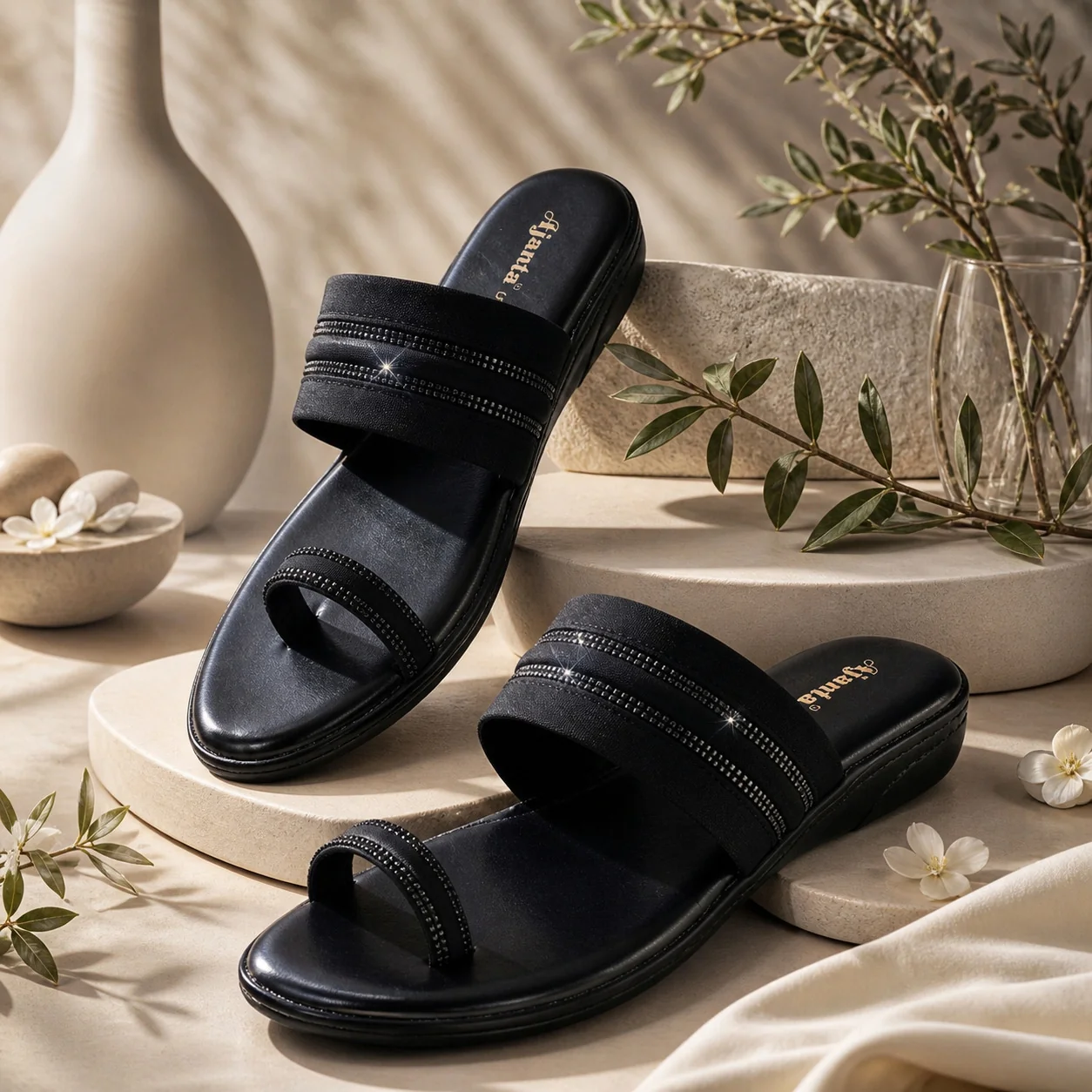 AJANTA Women Casual Slip-On Sandals | Comfortable & Durable Design (Black) - Image 5
