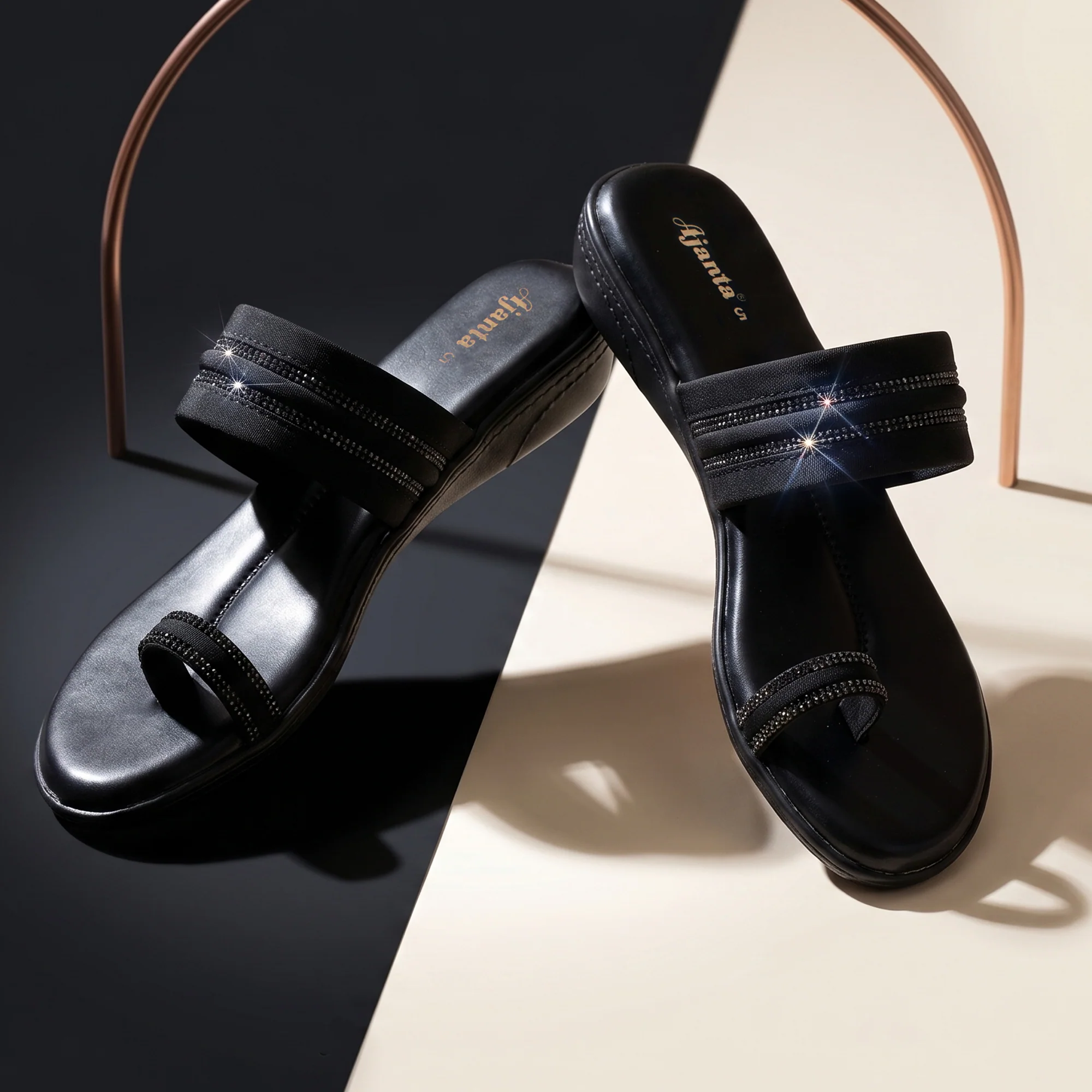 AJANTA Women Casual Slip-On Sandals | Comfortable & Durable Design (Black) - Image 7