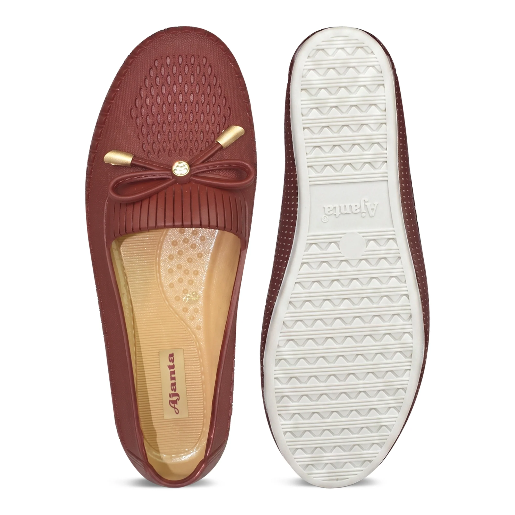 AJANTA Women Maroon Belly Shoes | Comfortable Slip-On Ballerina Flats for Women | Soft Cushioned Casual & Office Wear Shoes | Lightweight Closed Toe Daily Walking Fashion Footwear | Ladies Travel Loafers Footwear - Image 6