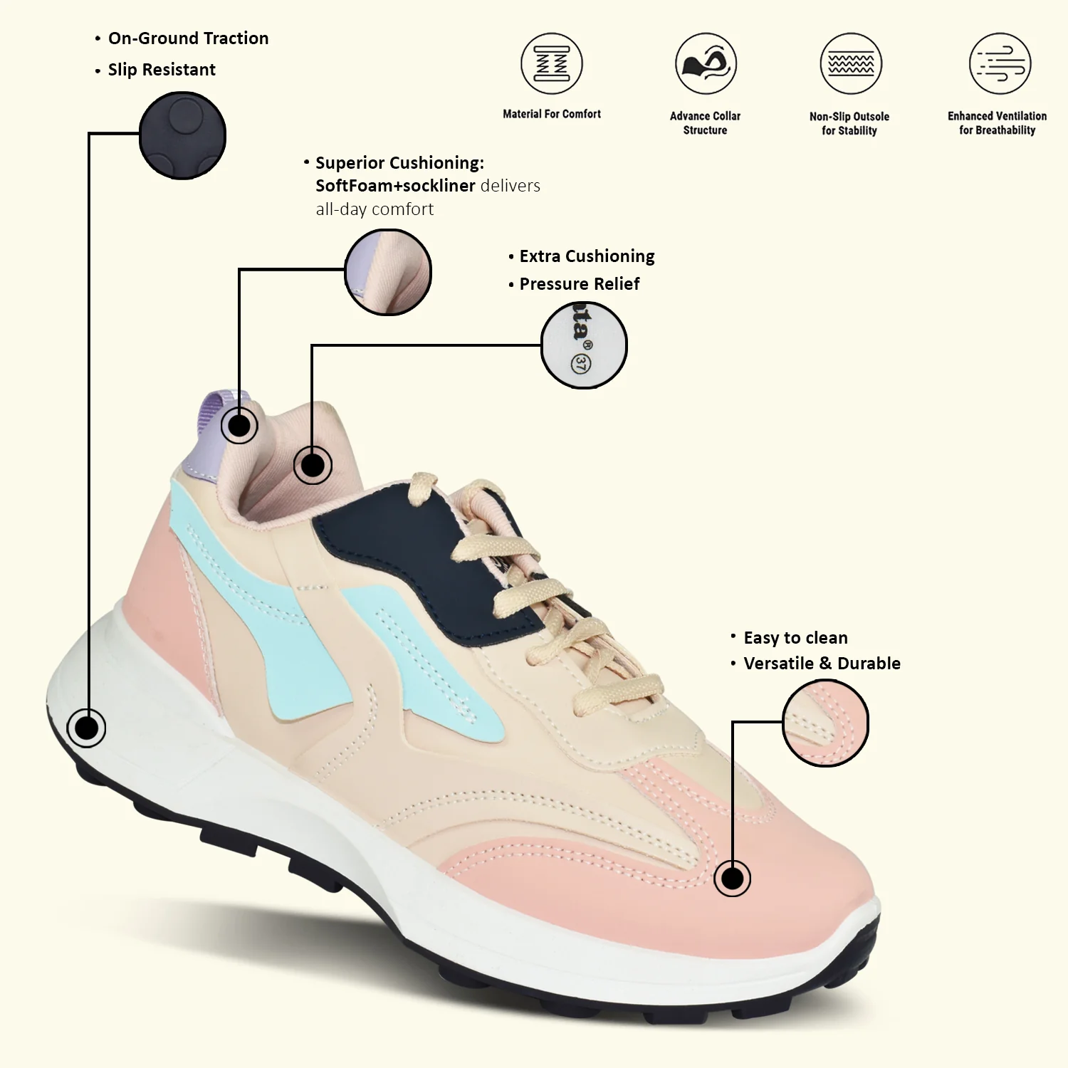 Ajanta Women's Lightning Chunky Stylish Sneakers - Image 3
