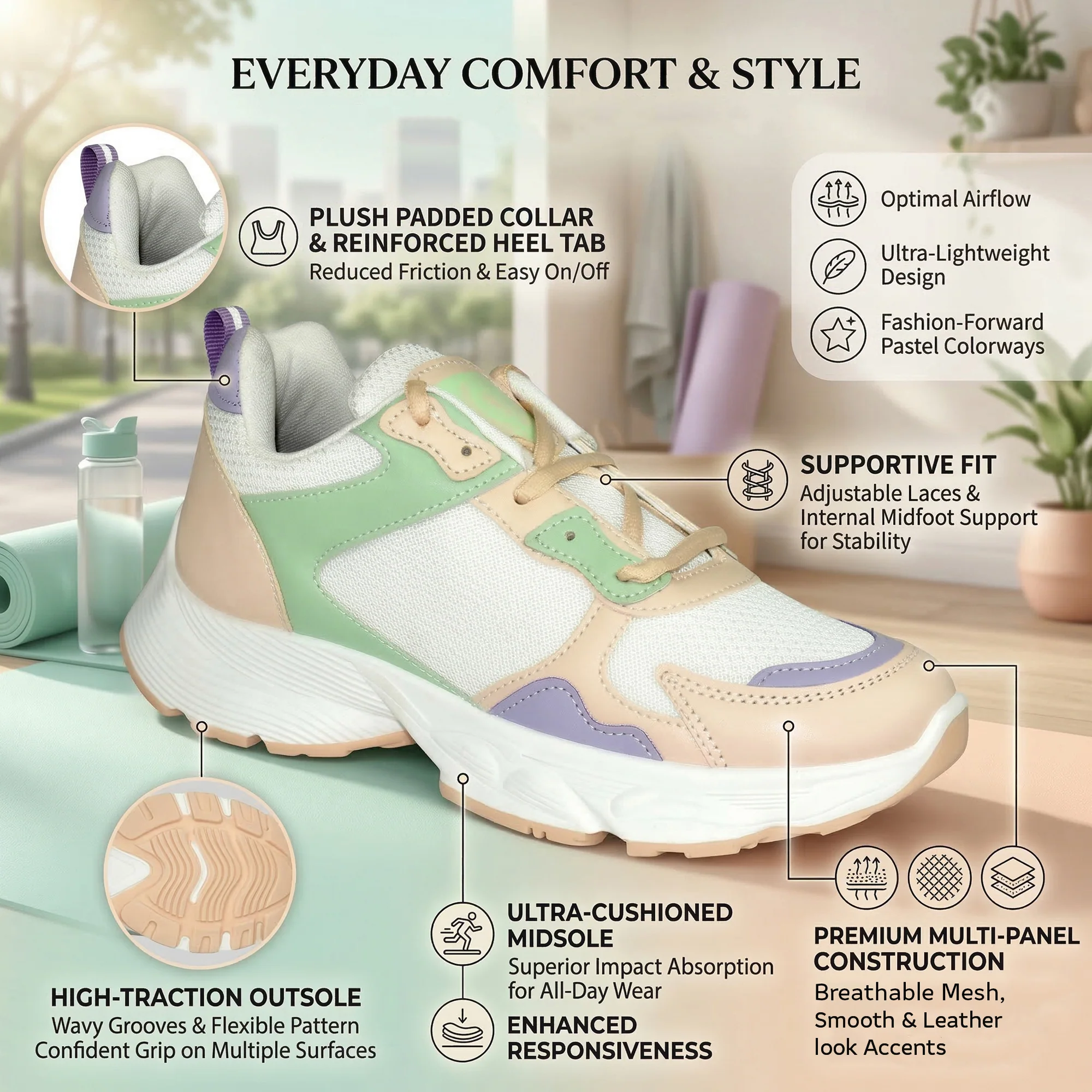 Ajanta Women’s Pink Lightning Chunky Sneakers - Image 5