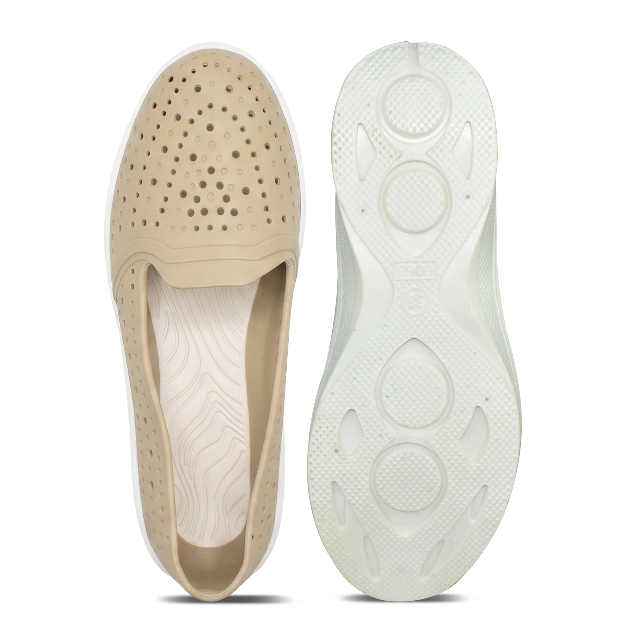 AJANTA Women PVC Molded Casual Shoes | Lightweight Comfortable Slip-On Daily Wear Footwear (Cream) - Image 8
