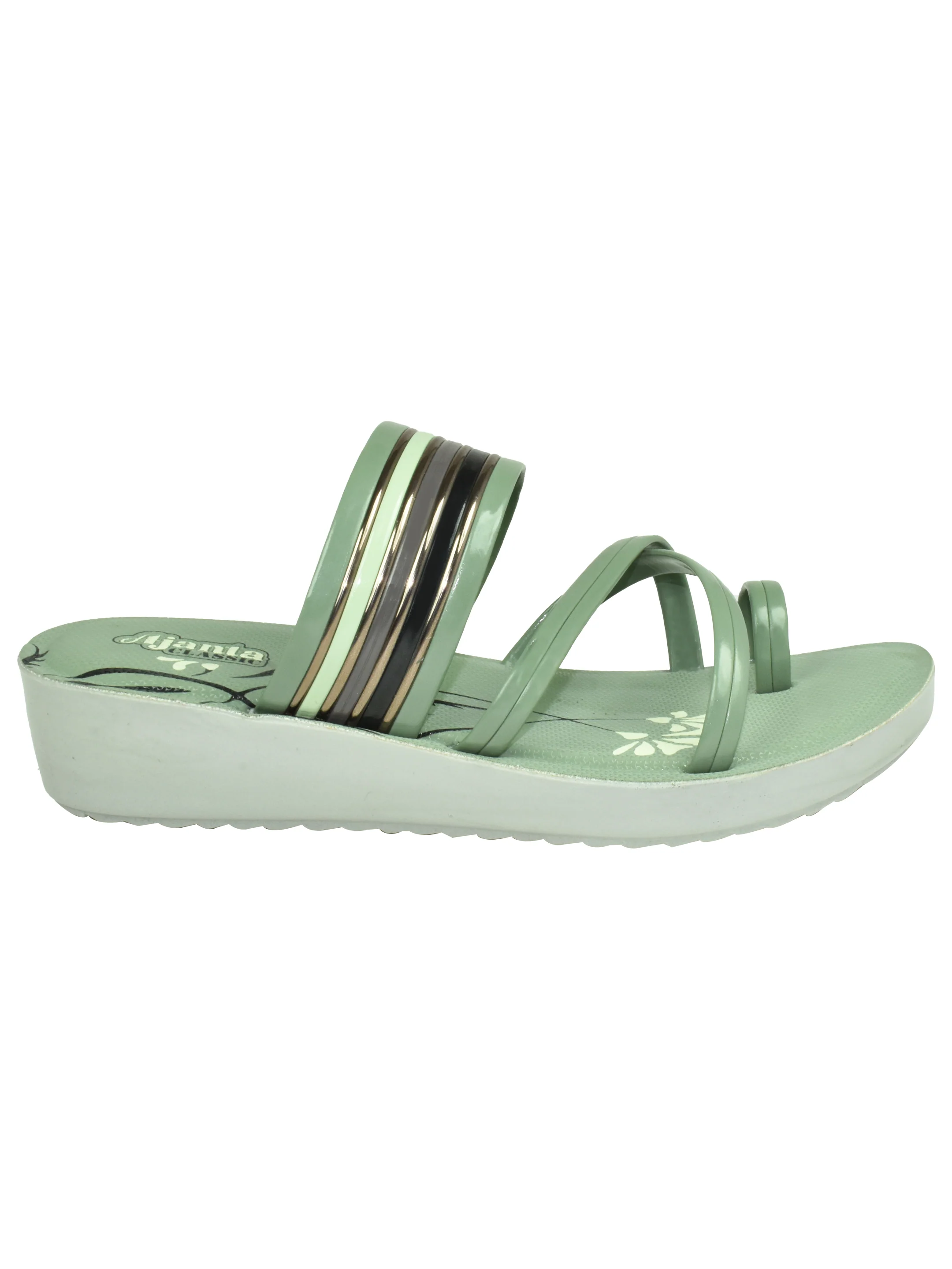 Ajanta Women’s Glossy Multi-Line Wedge Sandal - Image 4