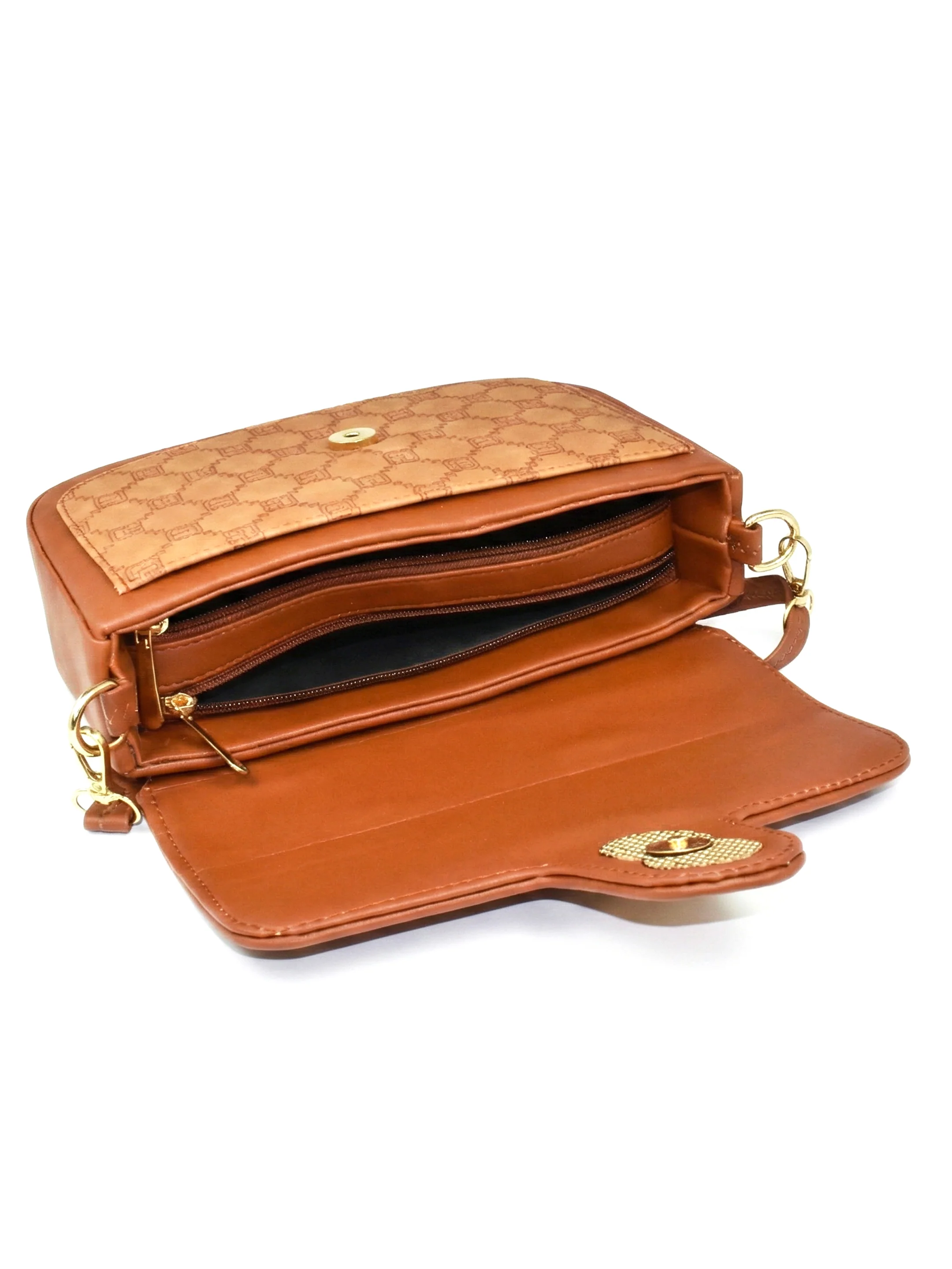 Ajanta Women’s Stylish Flap Lock Tan Sling Bag with Adjustable Strap - Image 5