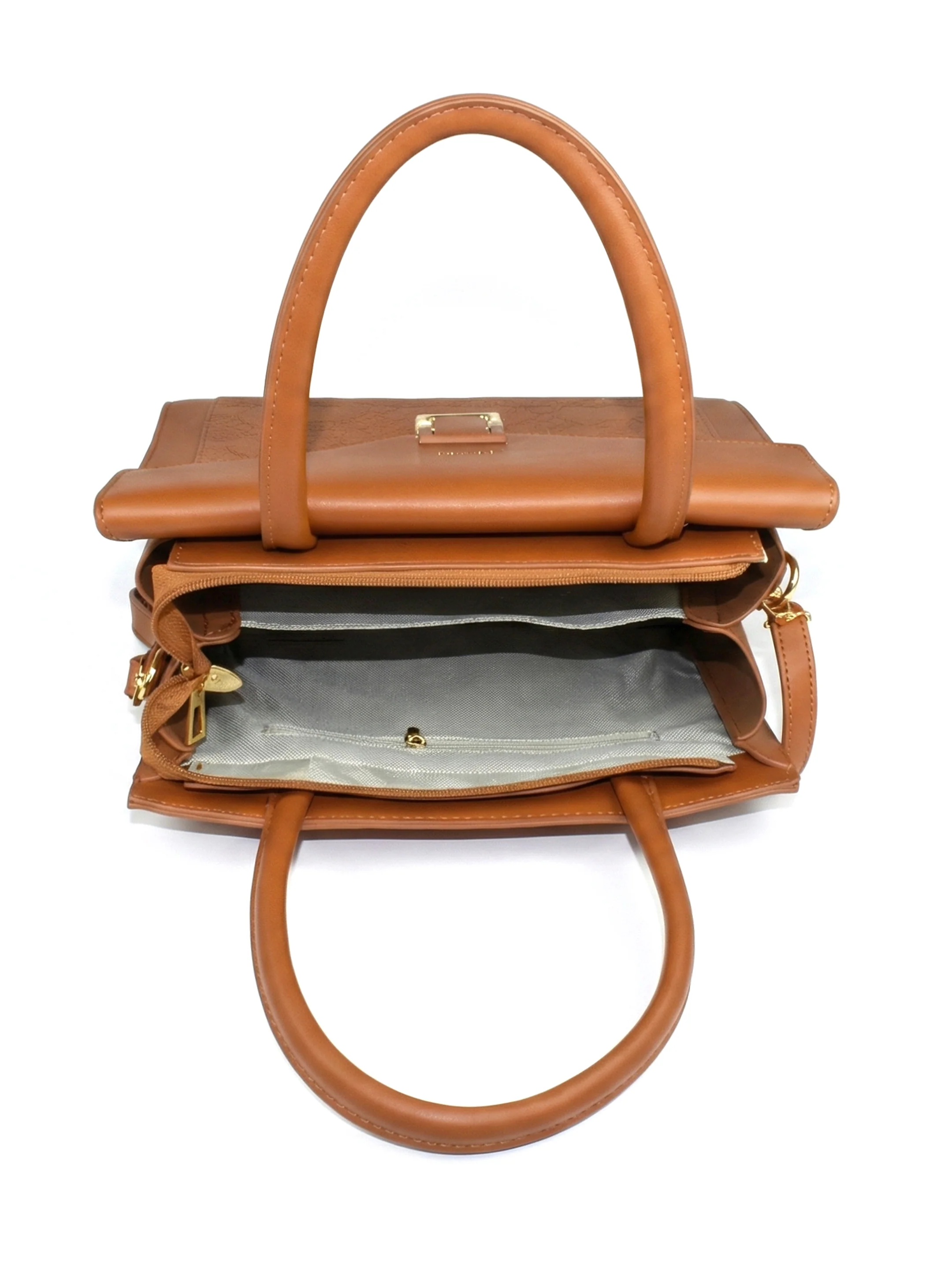 Ajanta Women’s Stylish Tan Designer Satchel Handbag with Detachable Sling Strap - Image 5