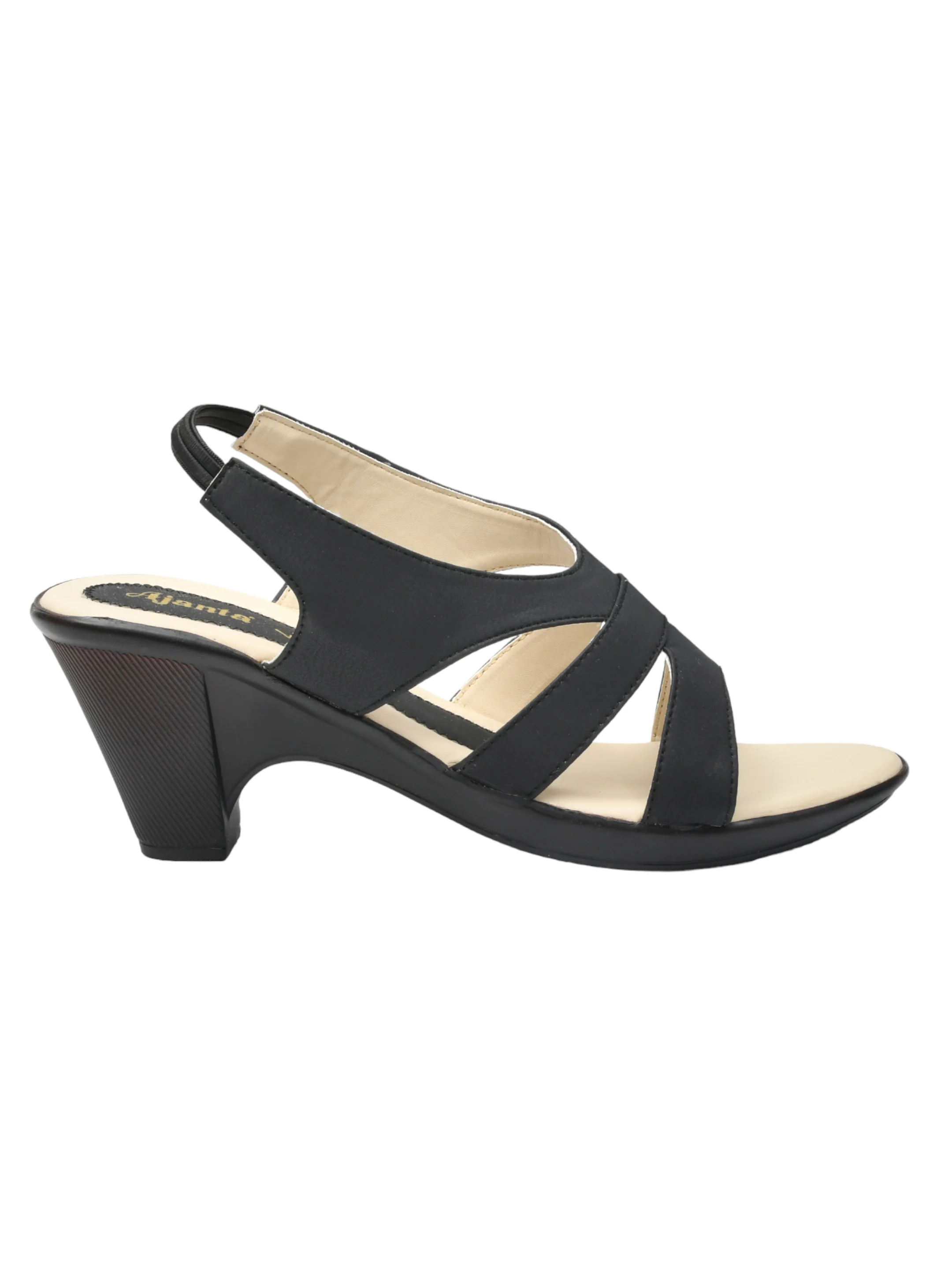 Ajanta Women’s Black Heeled Sandals