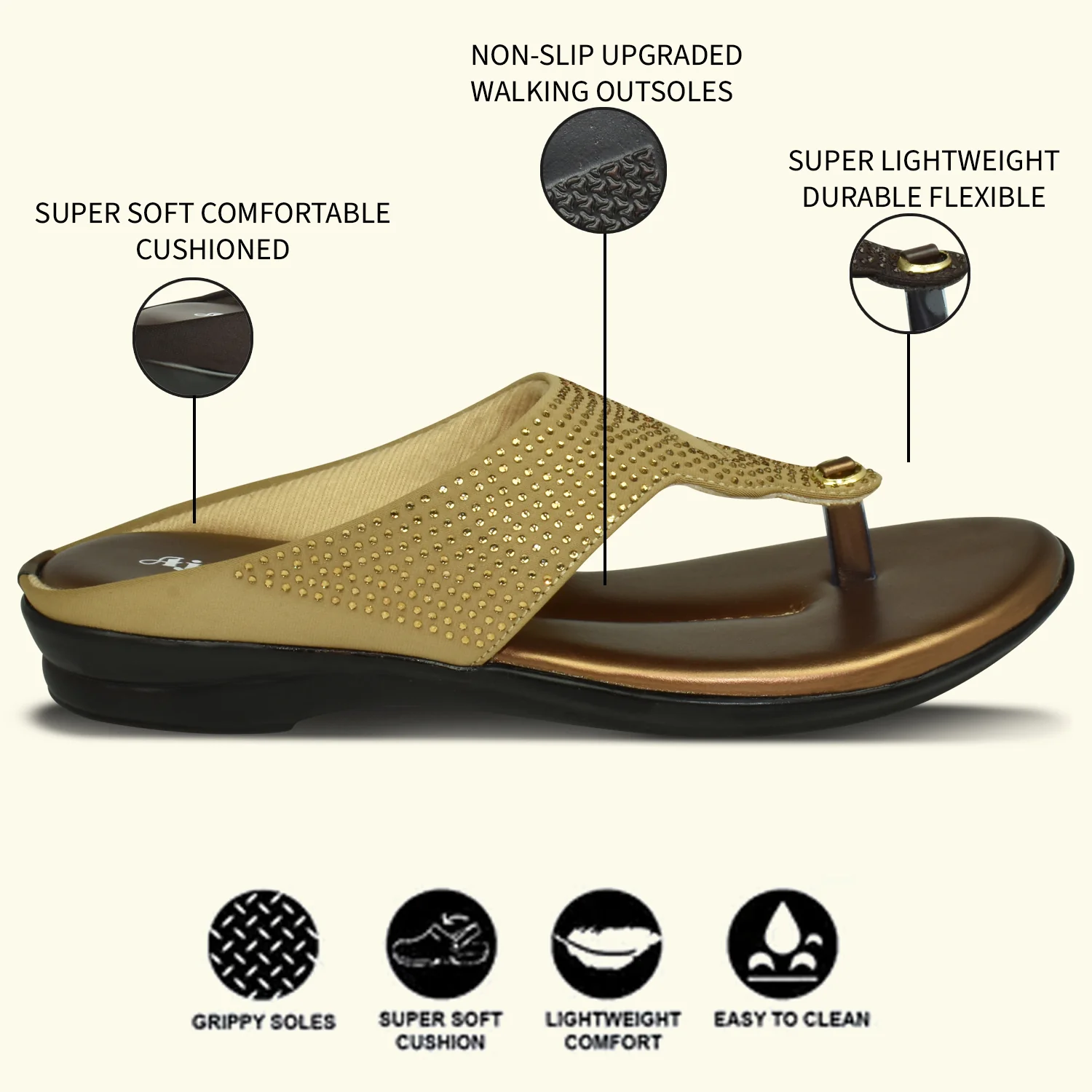 Ajanta Women’s Copper Lightweight EVA Flat Sandals - Image 3