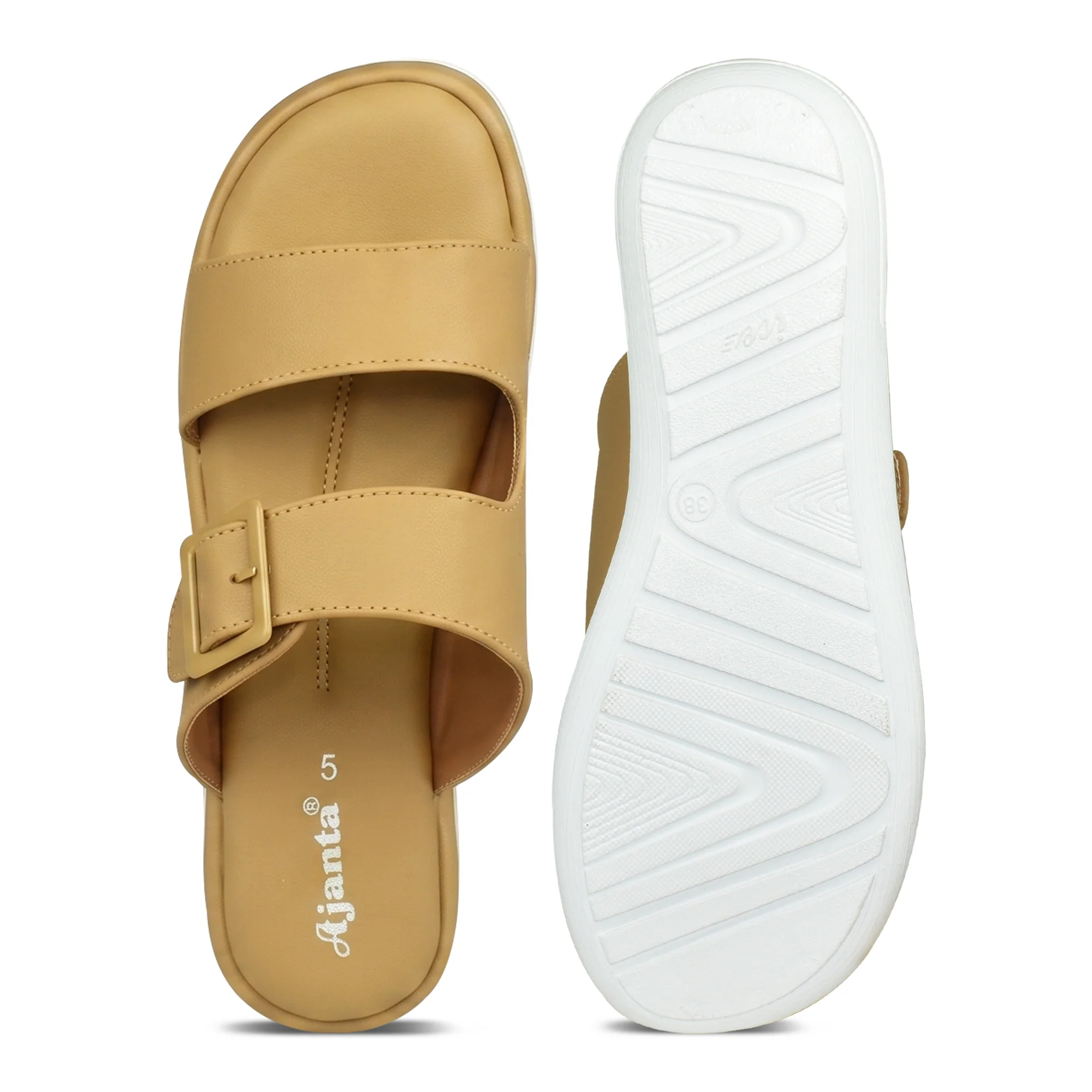 AJANTA Women's Double Strap Flat Sandals | Casual Slip-On Ladies Chappal with Cushioned Footbed - Image 7