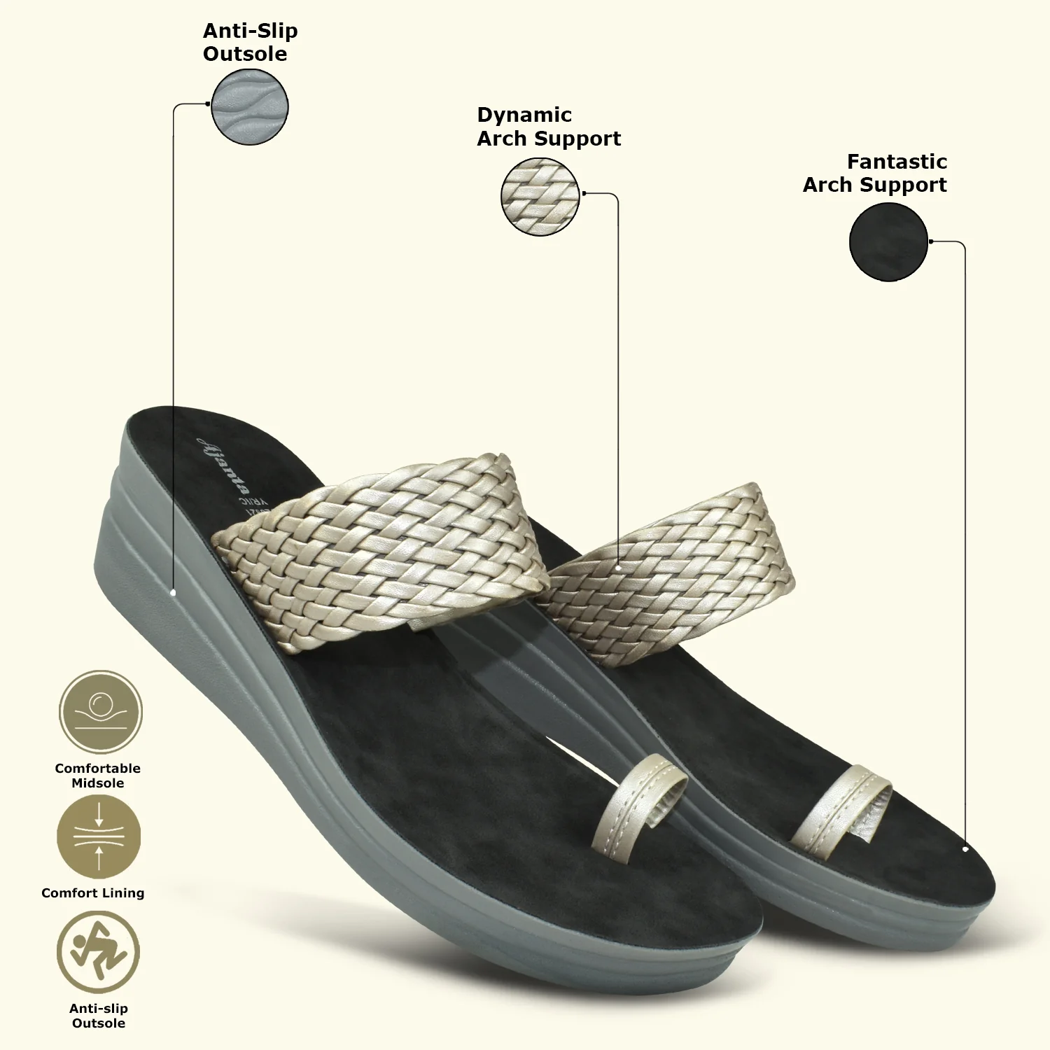 Ajanta Women's Grey Perforated Wedge - Image 3