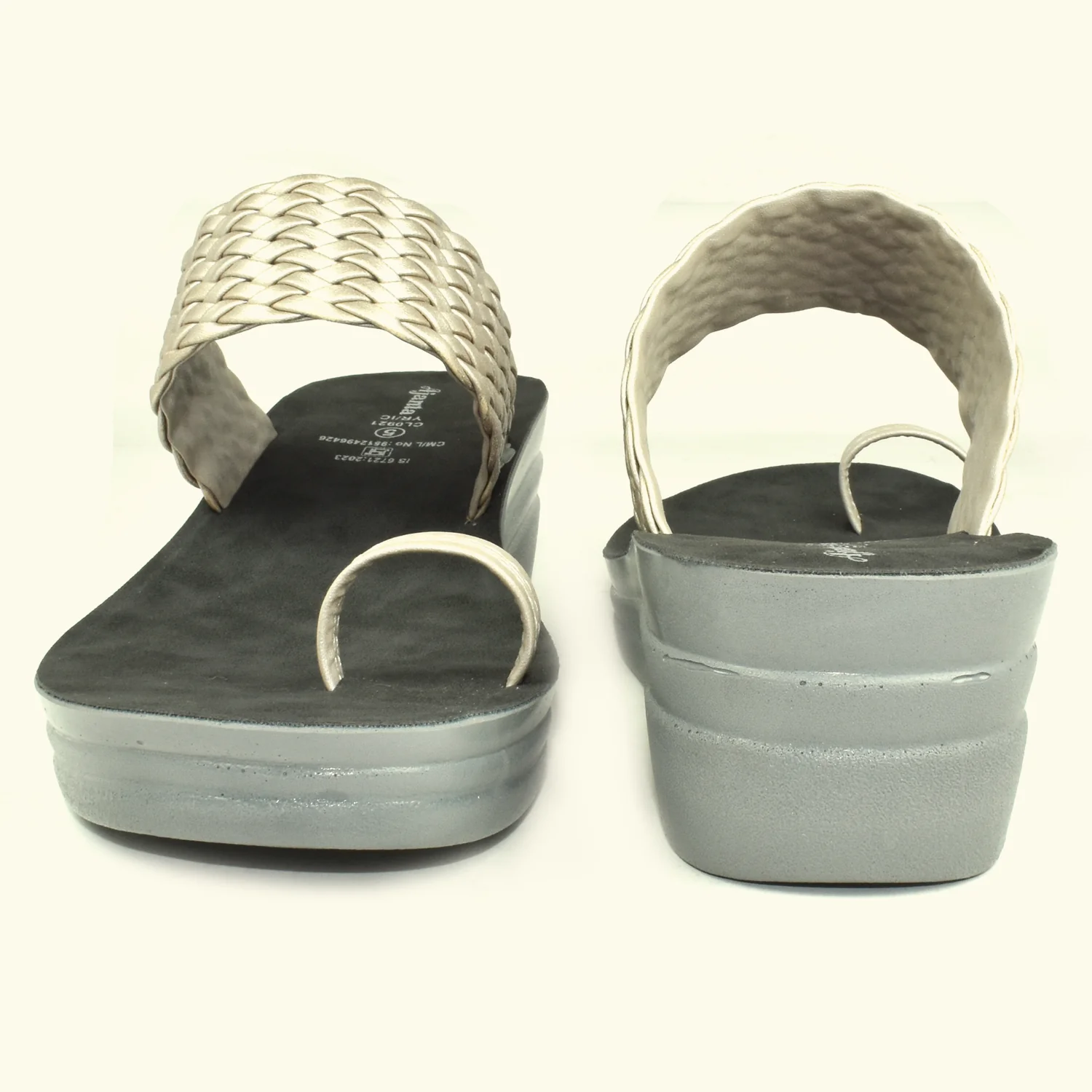 Ajanta Women's Grey Perforated Wedge - Image 4