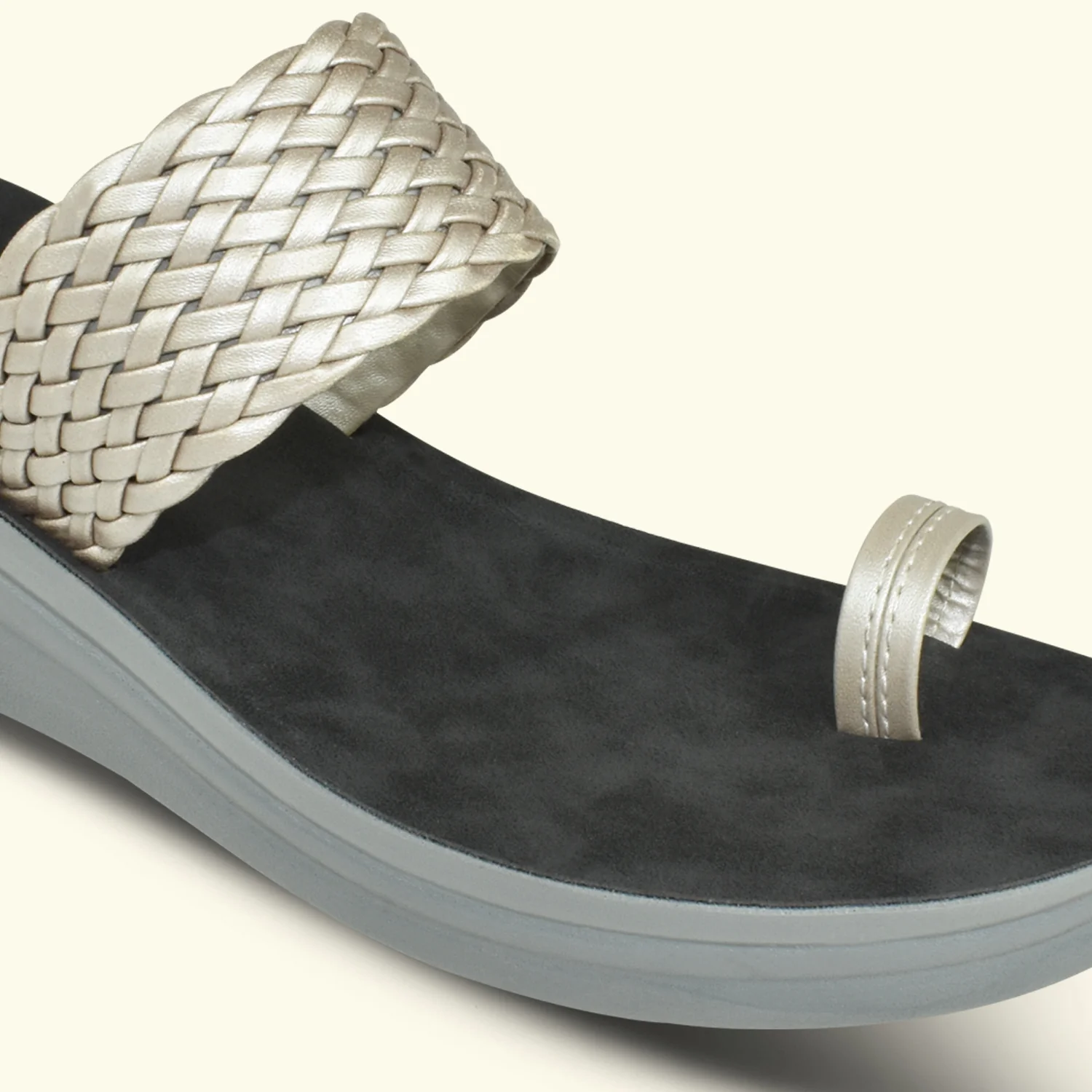 Ajanta Women's Grey Perforated Wedge - Image 5