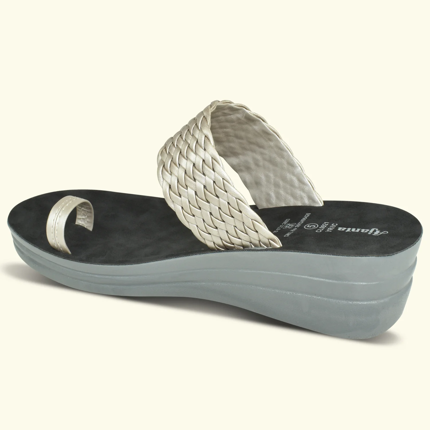Ajanta Women's Grey Perforated Wedge - Image 7