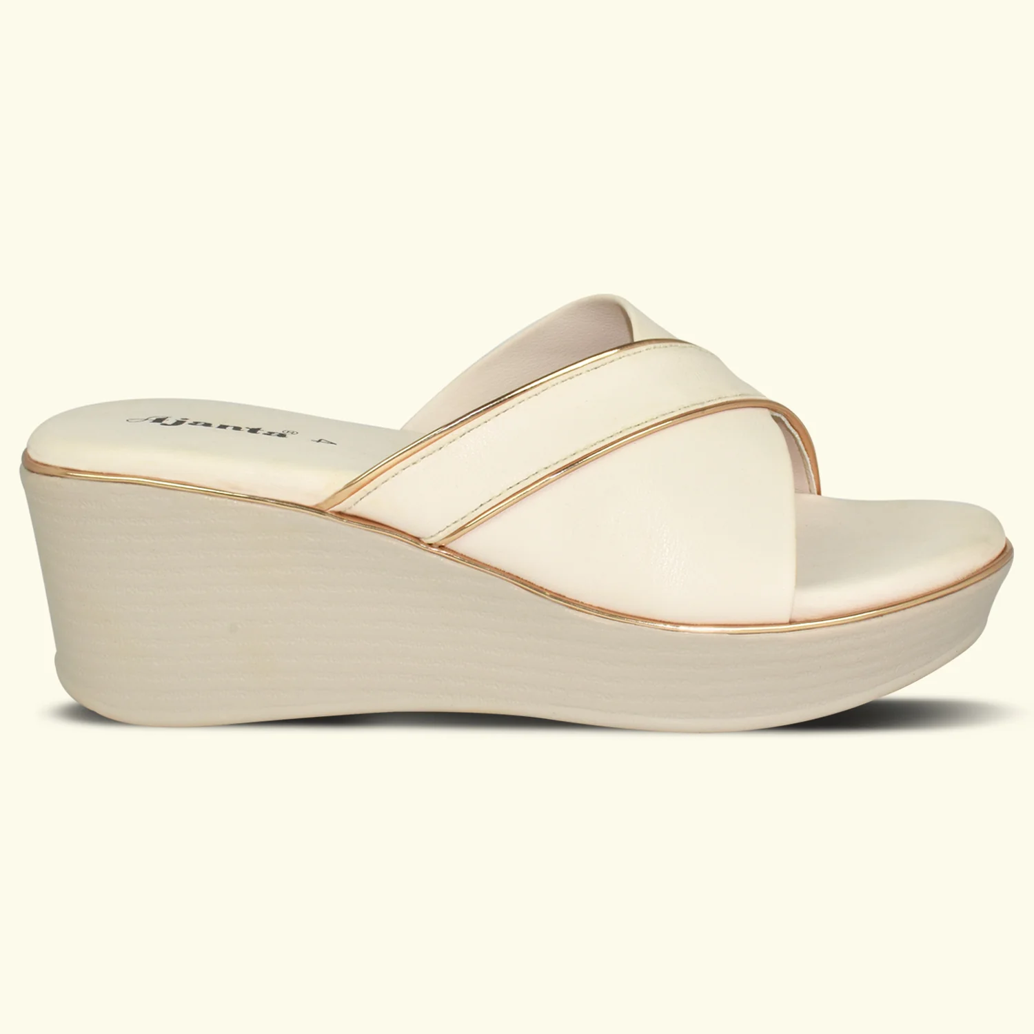 AJANTA Women's Open Toe Wedges Sandals with Cross Strap – Comfortable Daily Wear