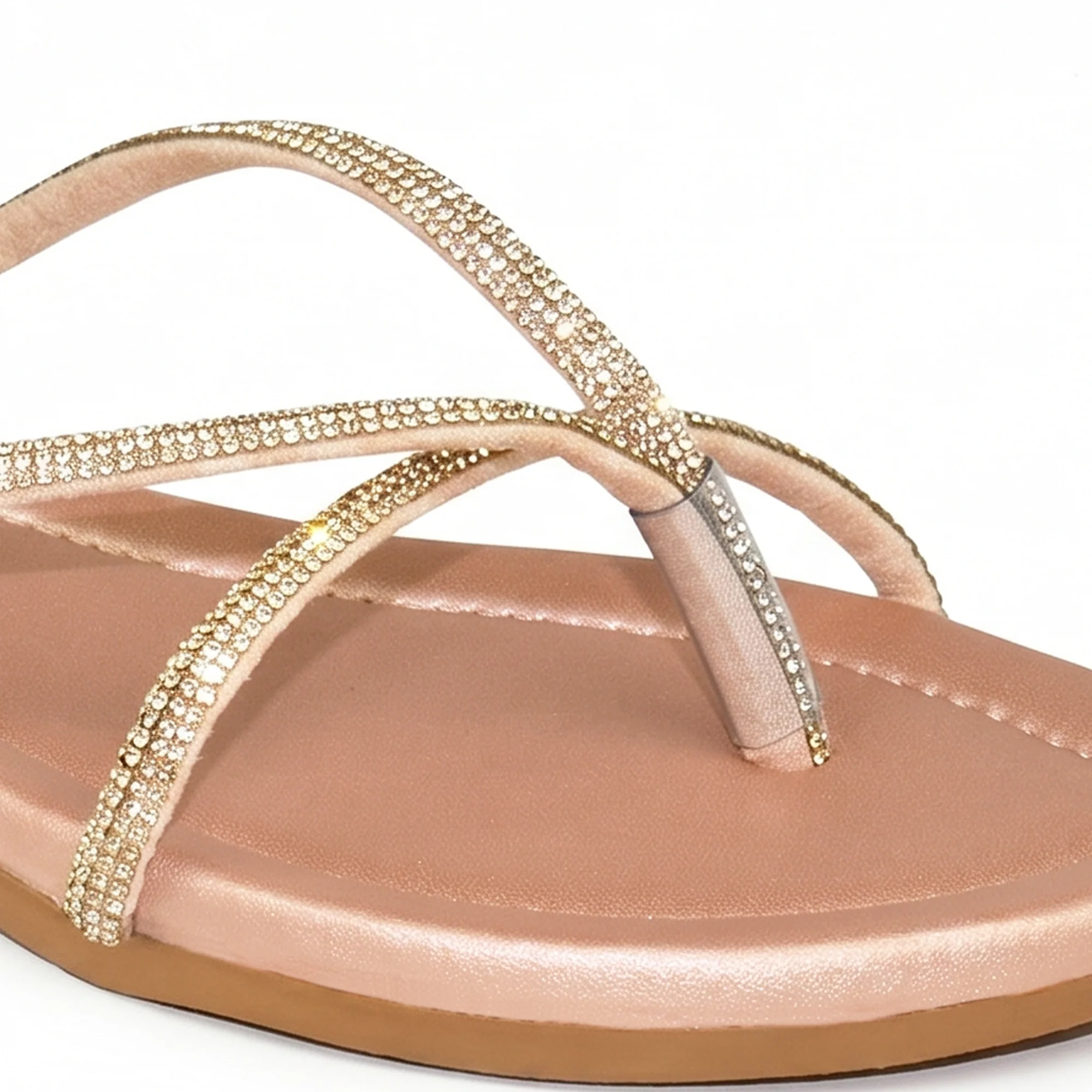AJANTA Women's Rhinestone Embellished Flat Sandals | Lightweight Slip-On Cross Strap Toe Ring Open Toe Stylish Sandals | Anti-Skid Daily Wear for Office, College, Casual Party, Wedding, Travel, Puja & Festivel Wear | Trendy modern woman Fashion sandals - Image 8