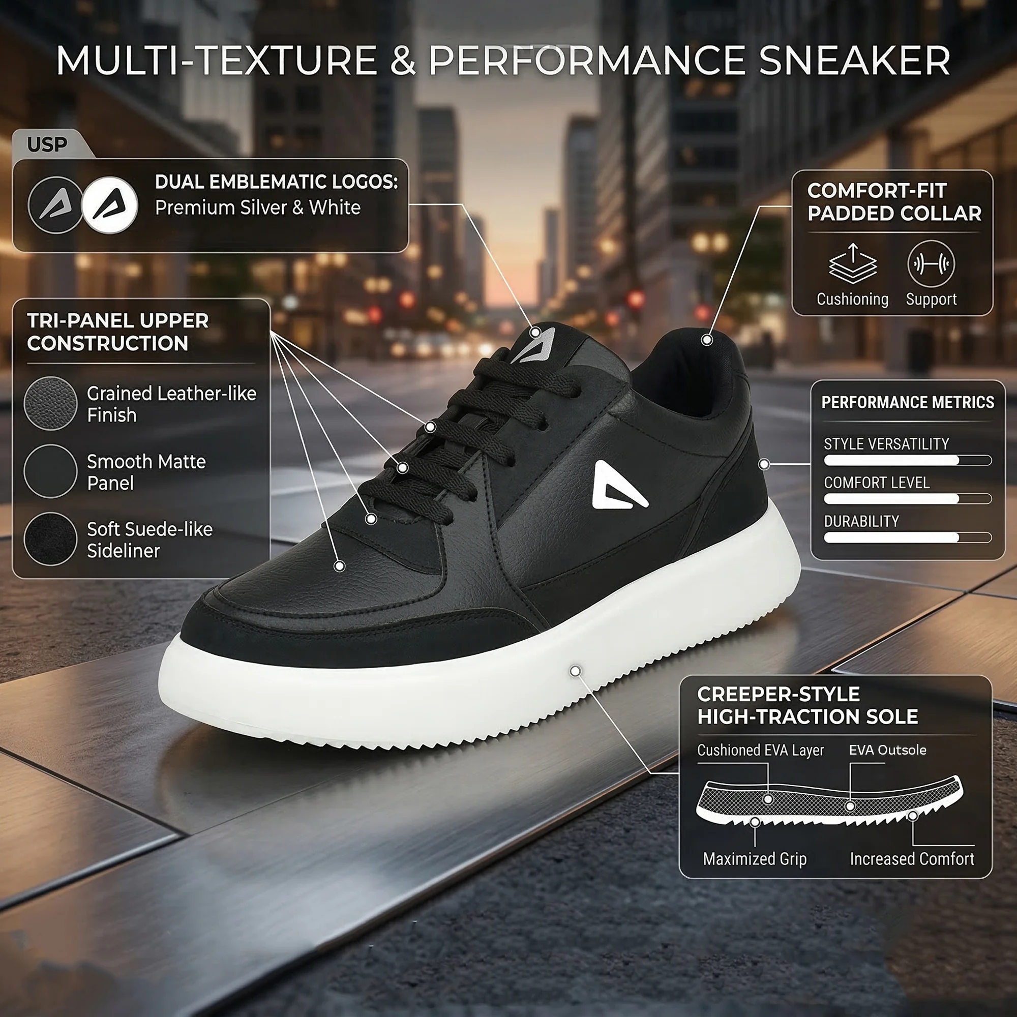 Impakto Men Black Sneakers - Image 4