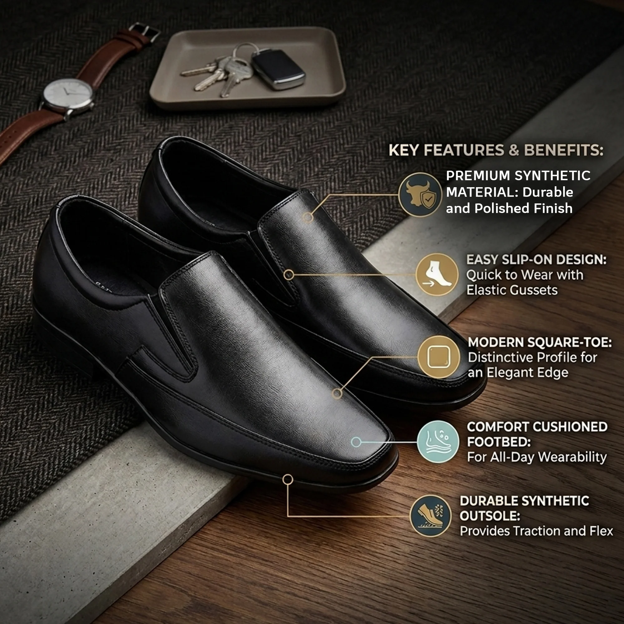 Ajanta Men’s Derby Cushioned Formal Shoes - Image 3